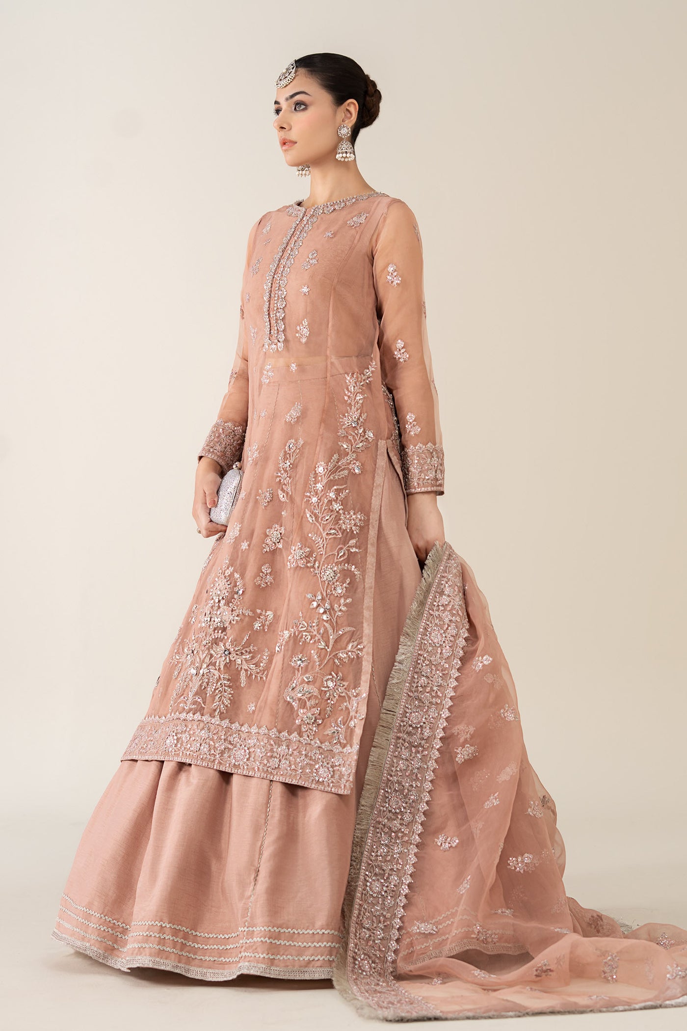 3 Piece Embroidered Organza Suit