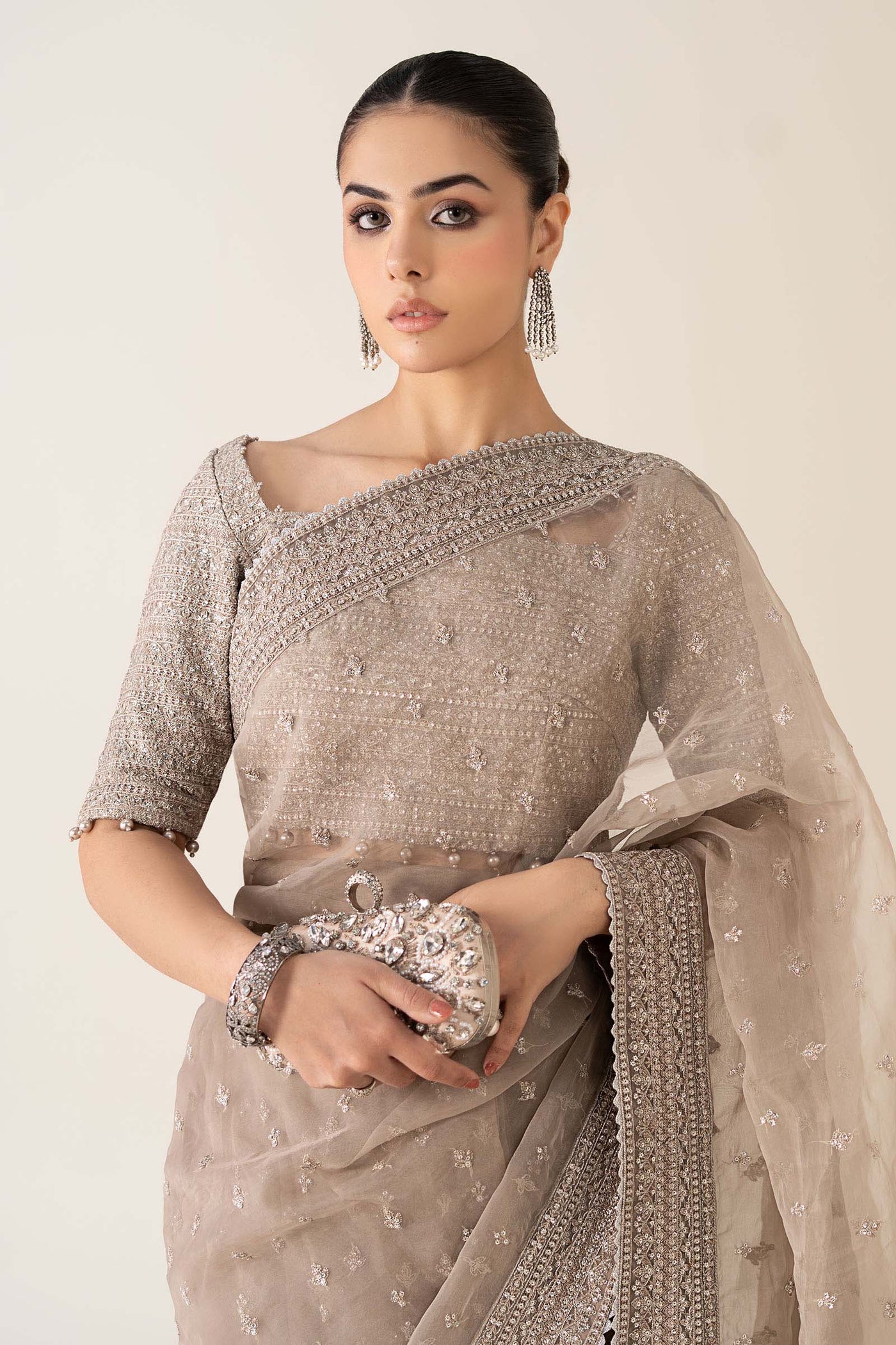 Embroidered Raw Silk Saree