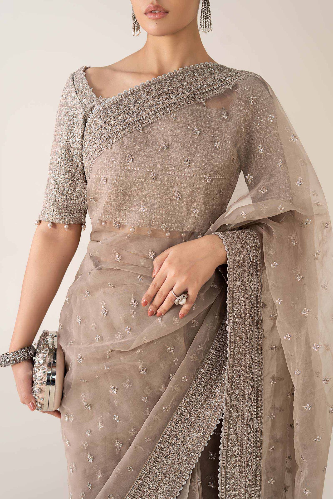 Embroidered Raw Silk Saree