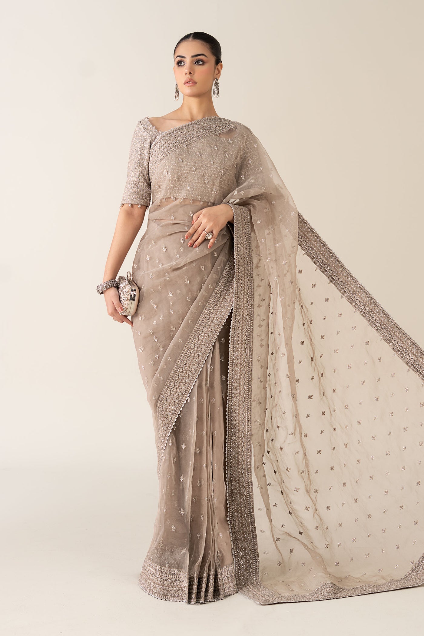 Embroidered Raw Silk Saree