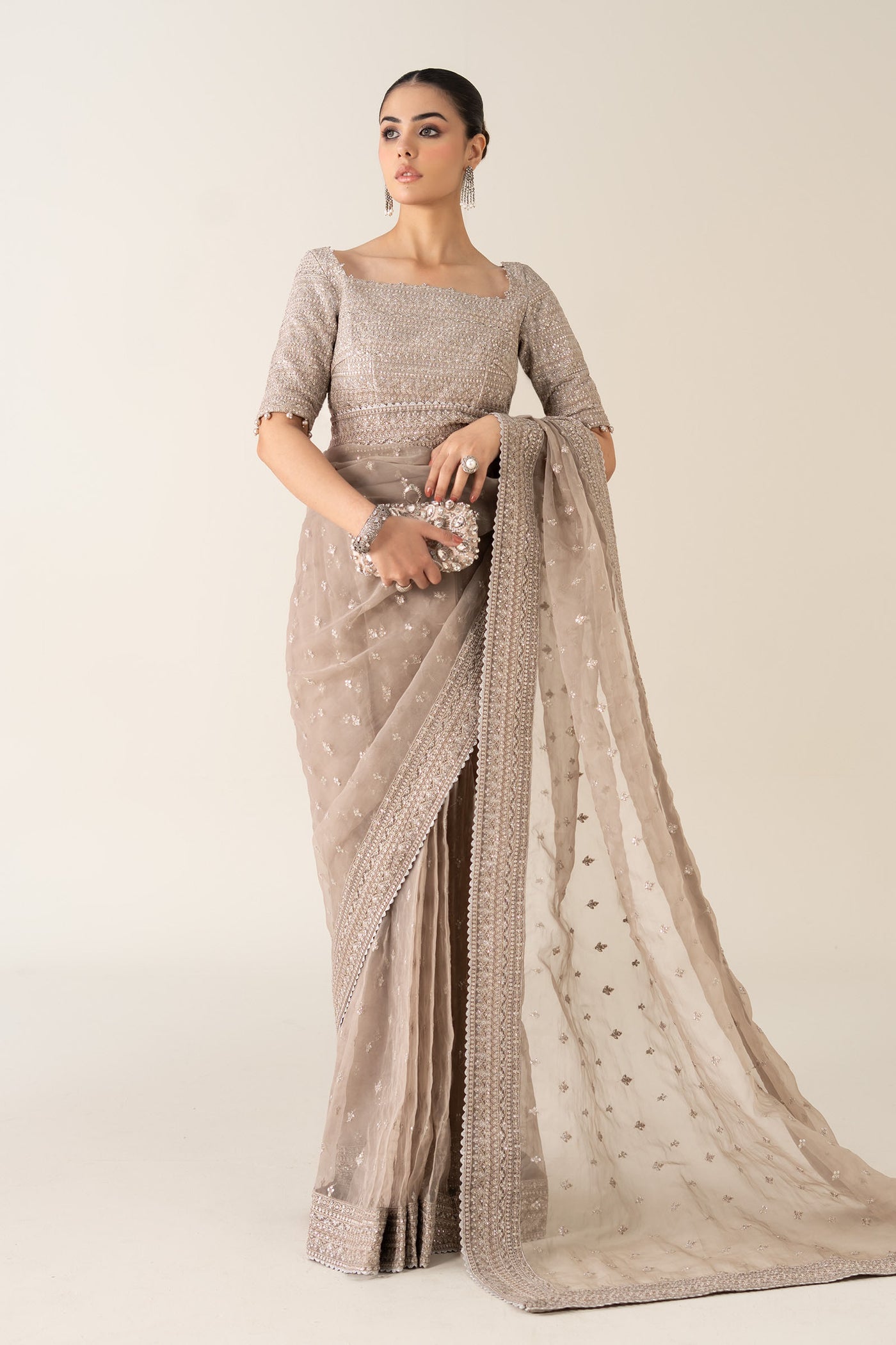 Embroidered Raw Silk Saree