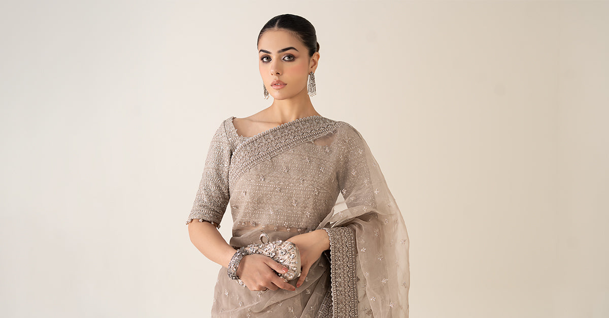 Embroidered Raw Silk Saree