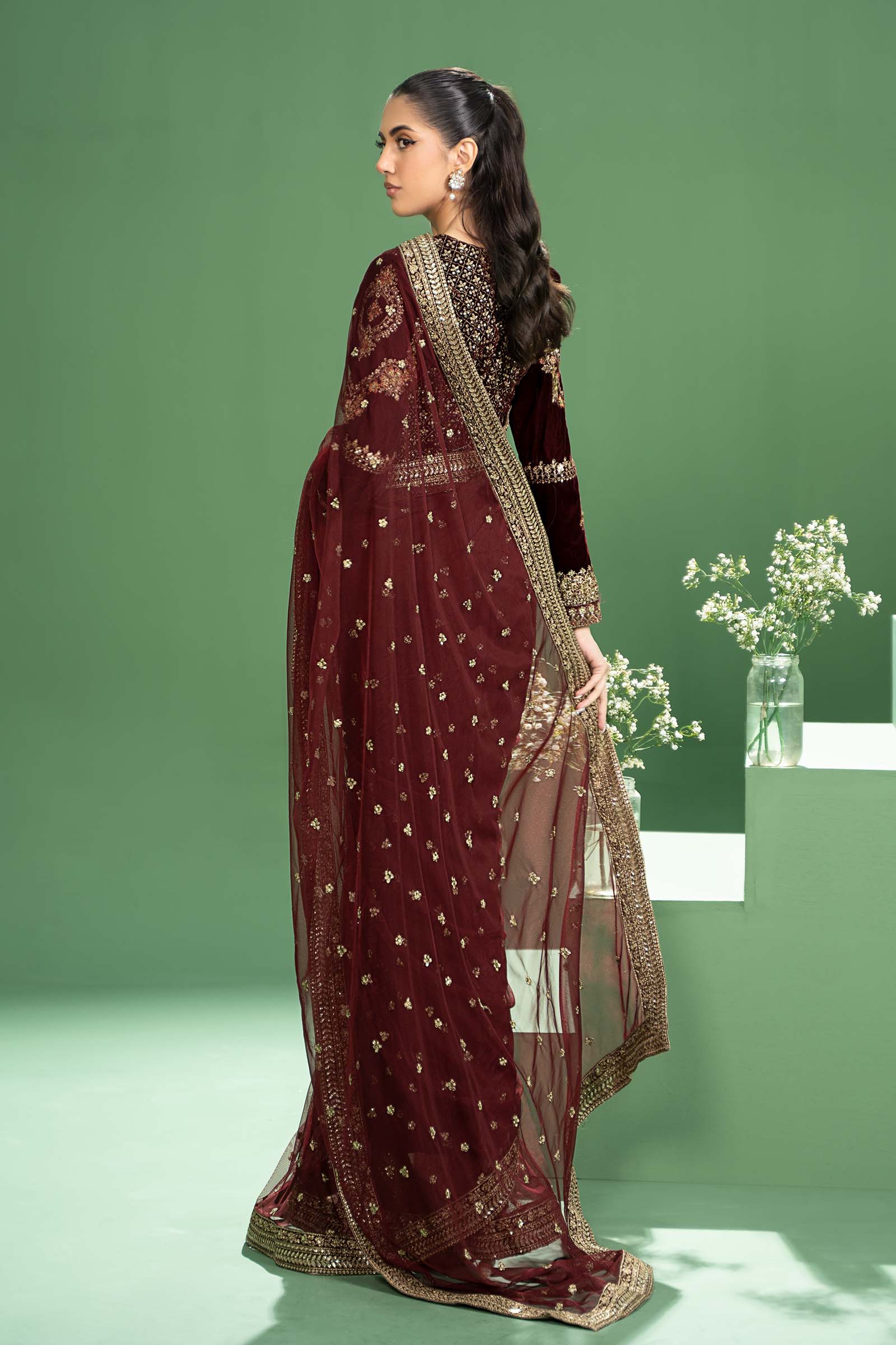 Embroidered Net Saree