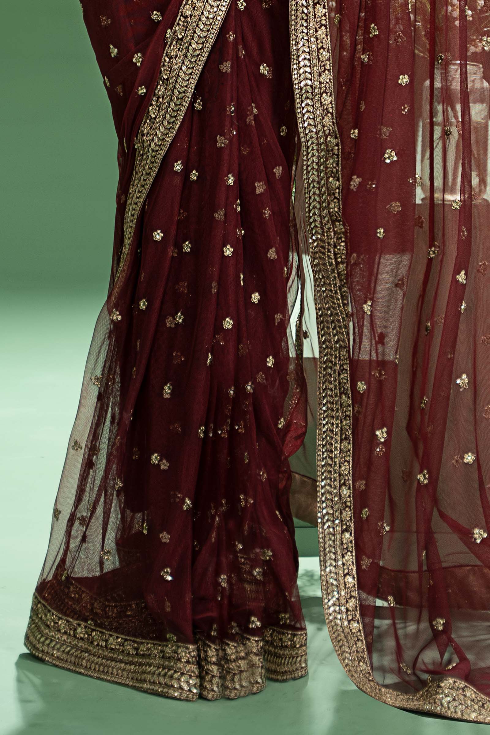 Embroidered Net Saree