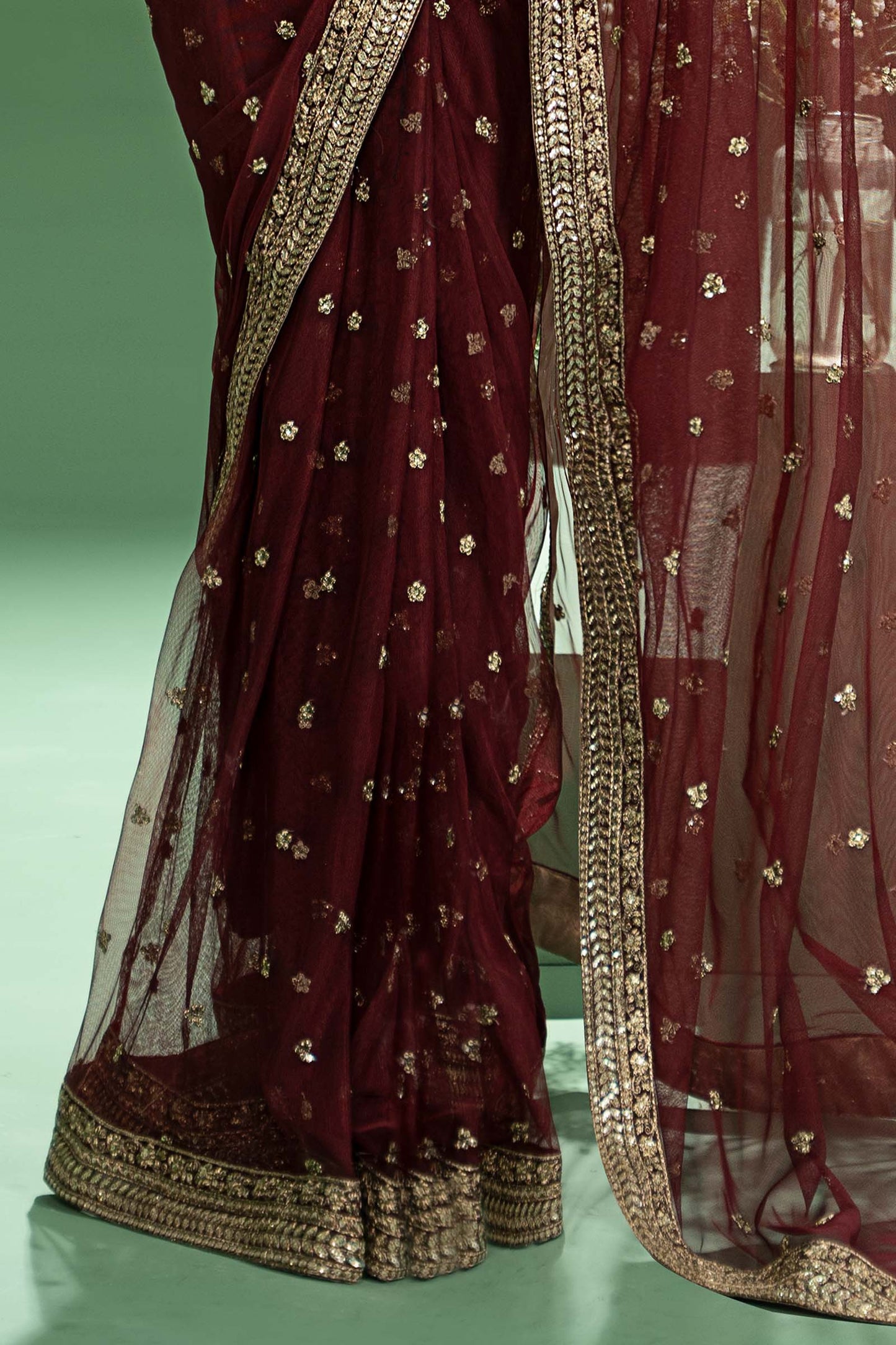 Embroidered Net Saree
