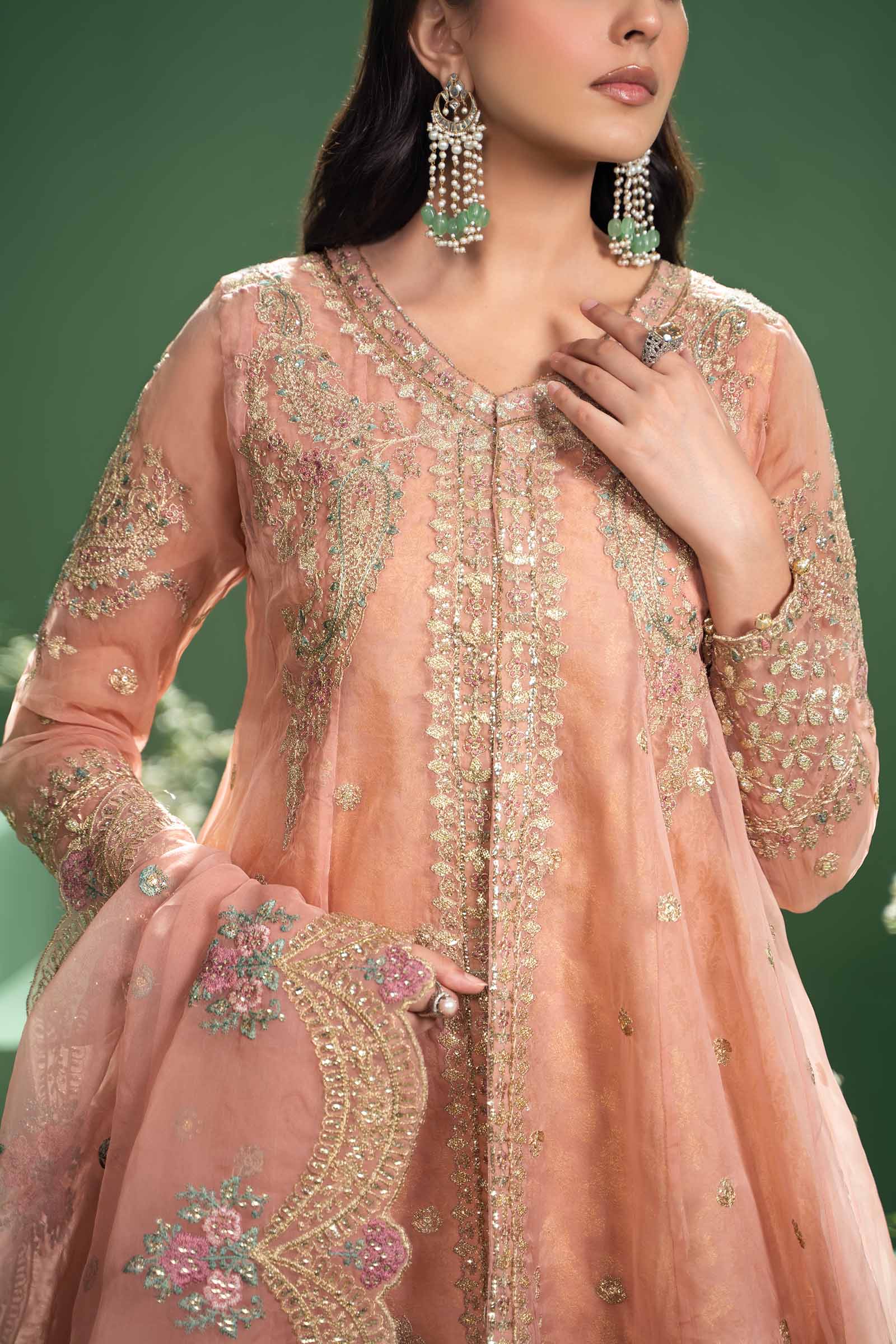 3 Piece Embroidered Organza Suit