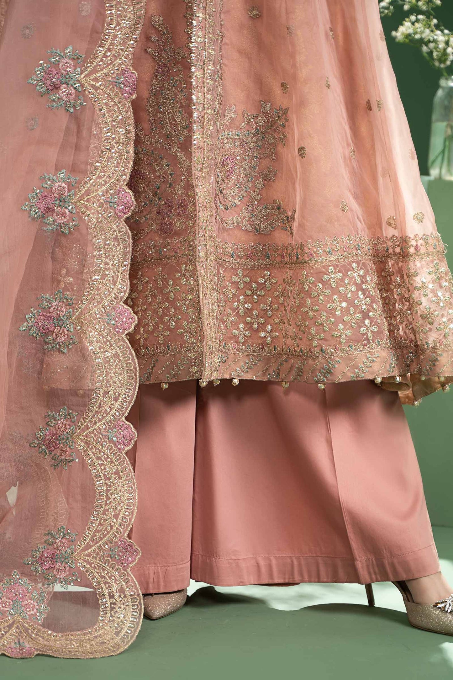 3 Piece Embroidered Organza Suit