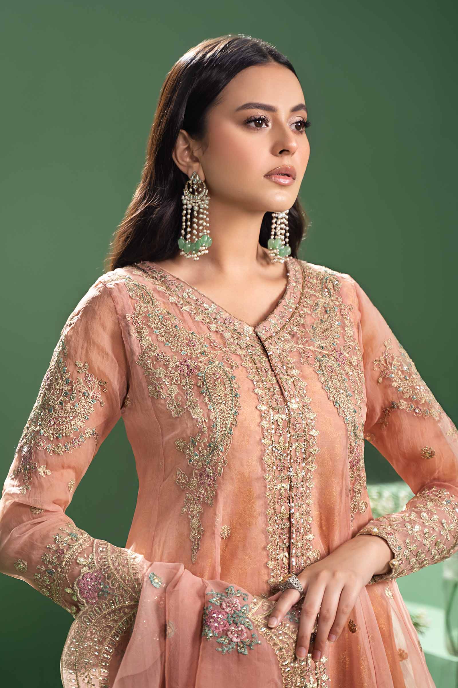 3 Piece Embroidered Organza Suit