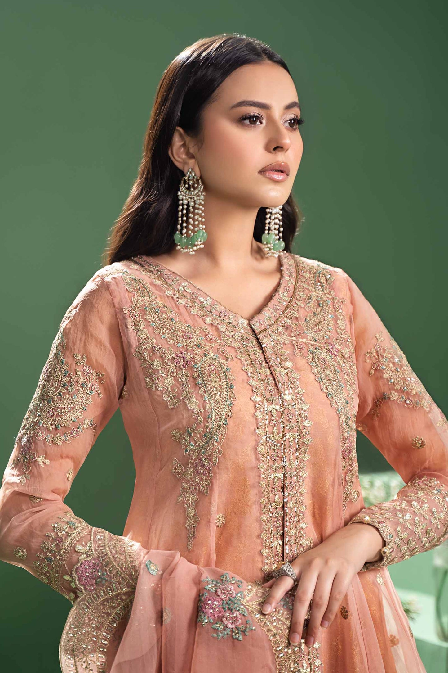 3 Piece Embroidered Organza Suit