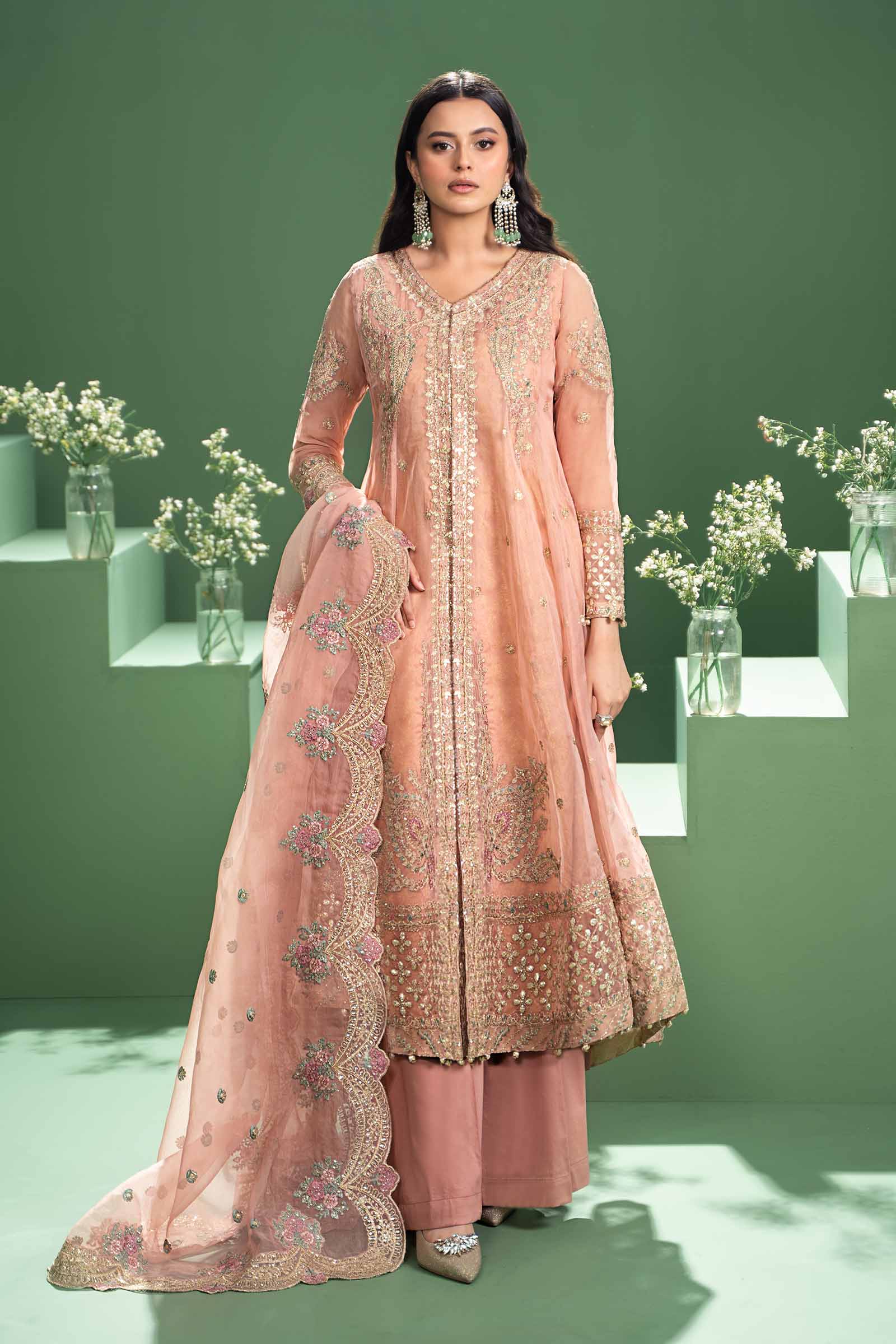 3 Piece Embroidered Organza Suit