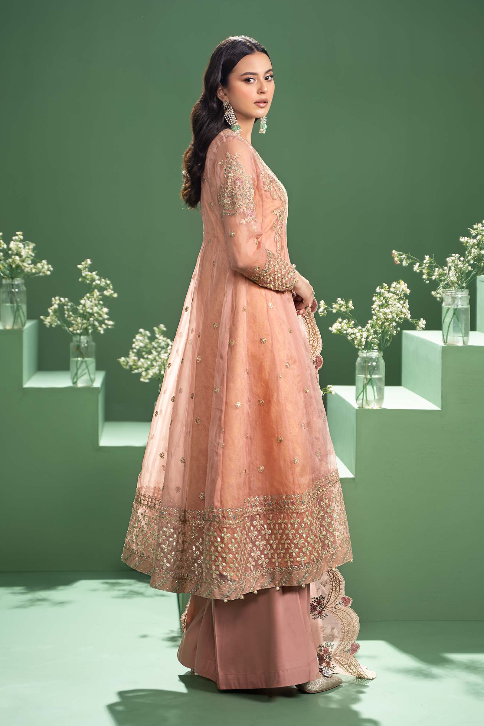 3 Piece Embroidered Organza Suit