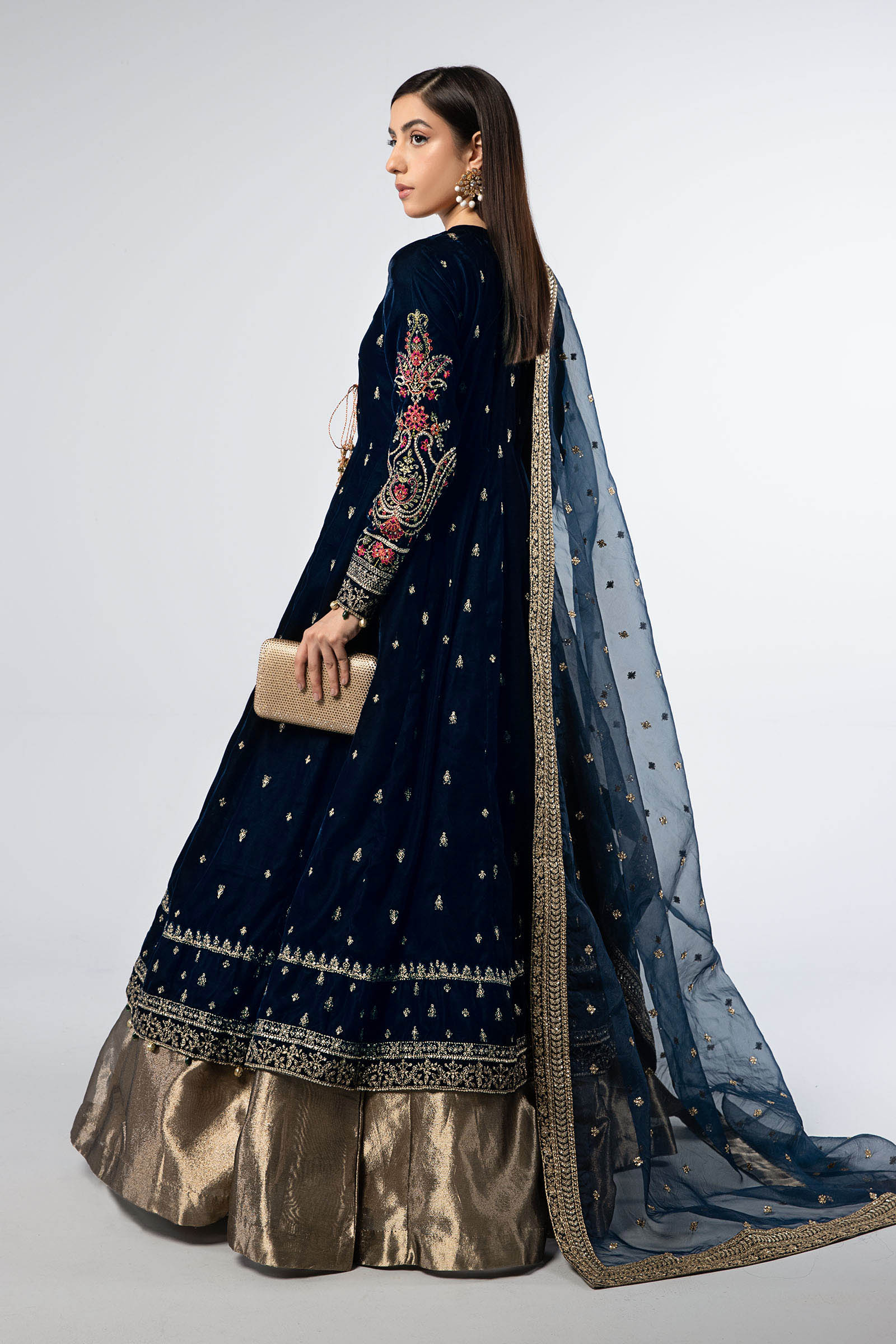 3 Piece Embroidered Velvet Suit