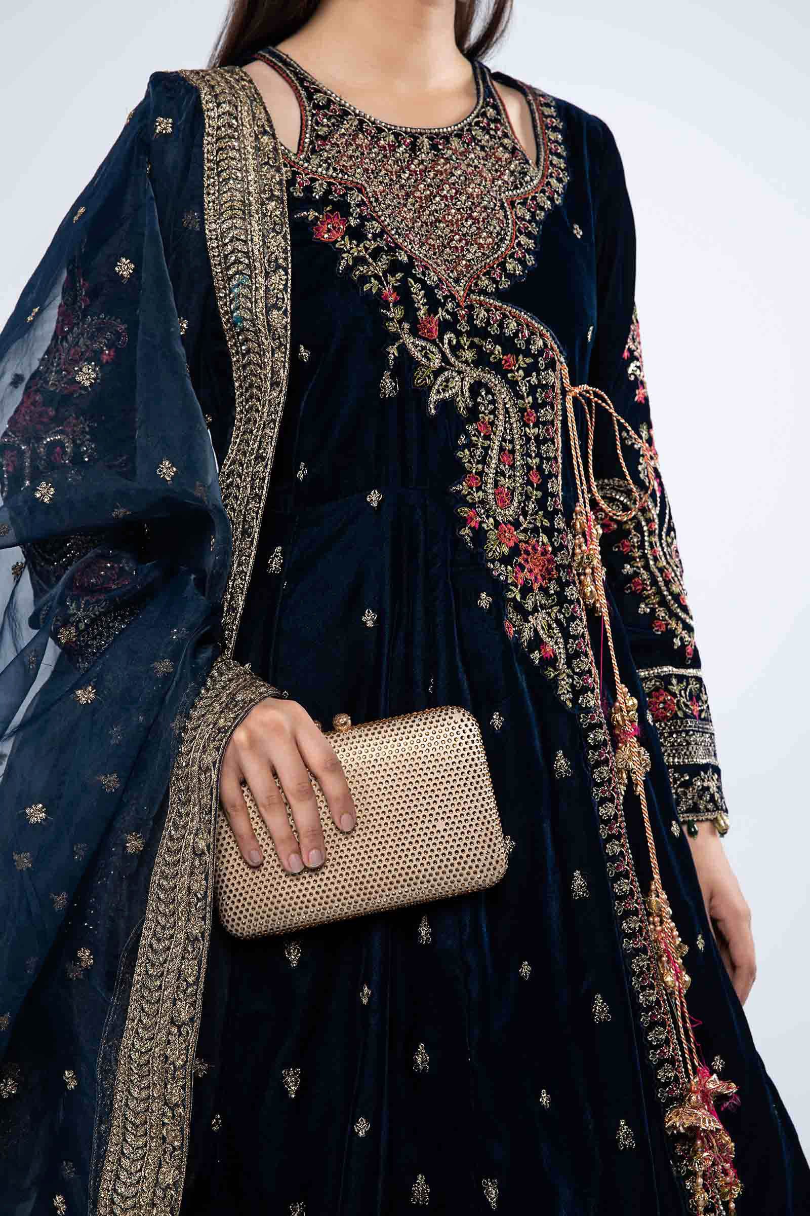 3 Piece Embroidered Velvet Suit