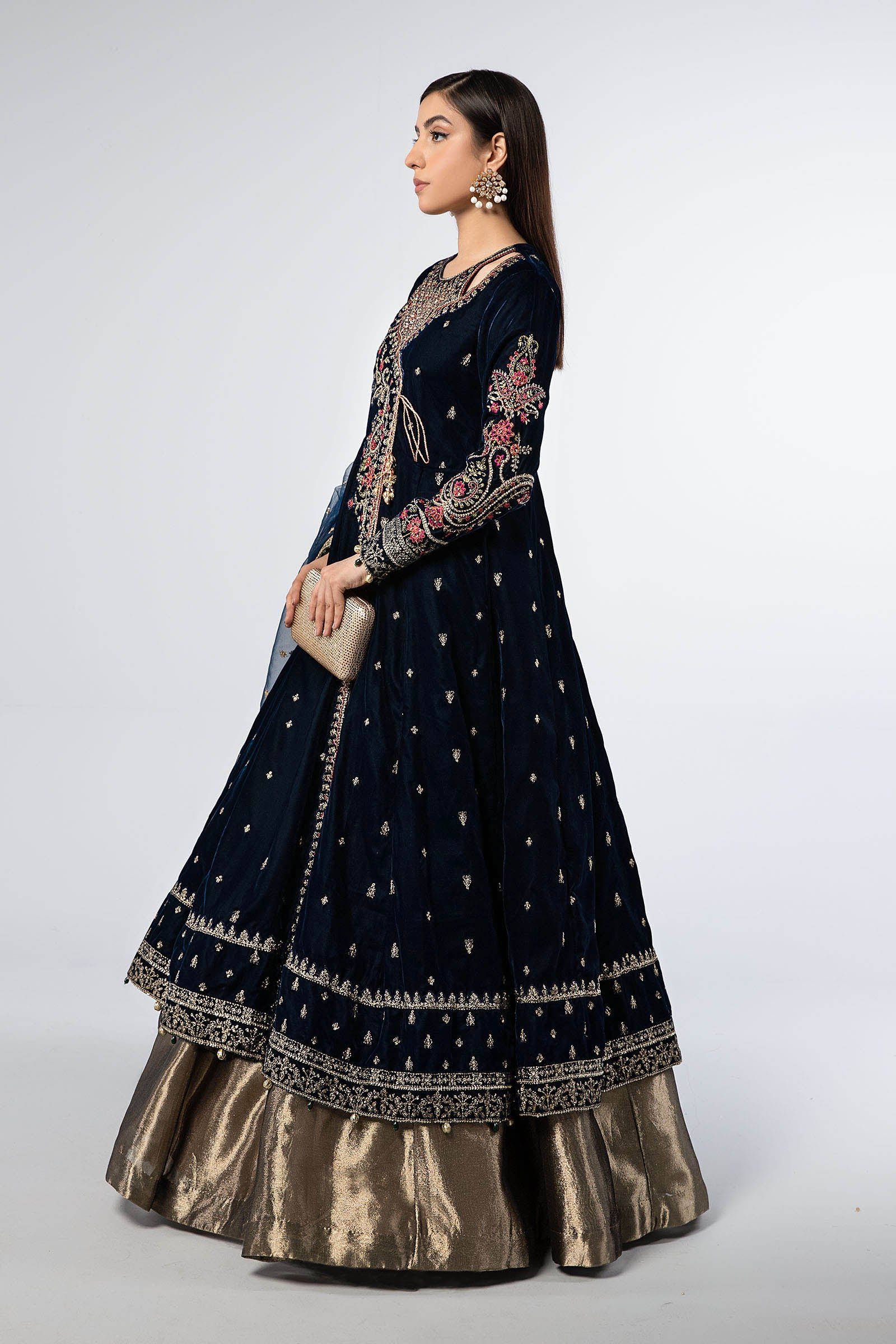 3 Piece Embroidered Velvet Suit