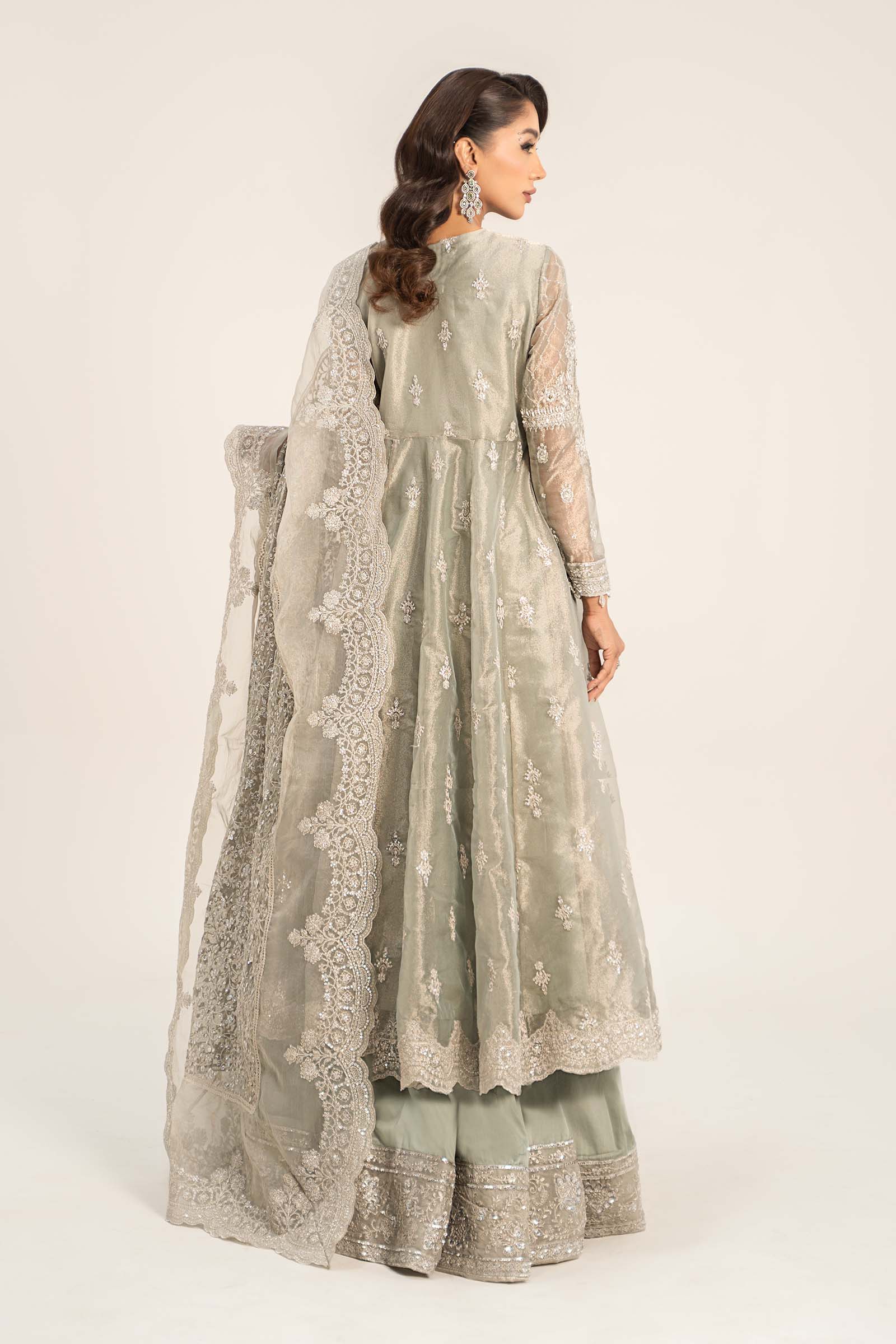 3 Piece Embroidered Tissue Suit