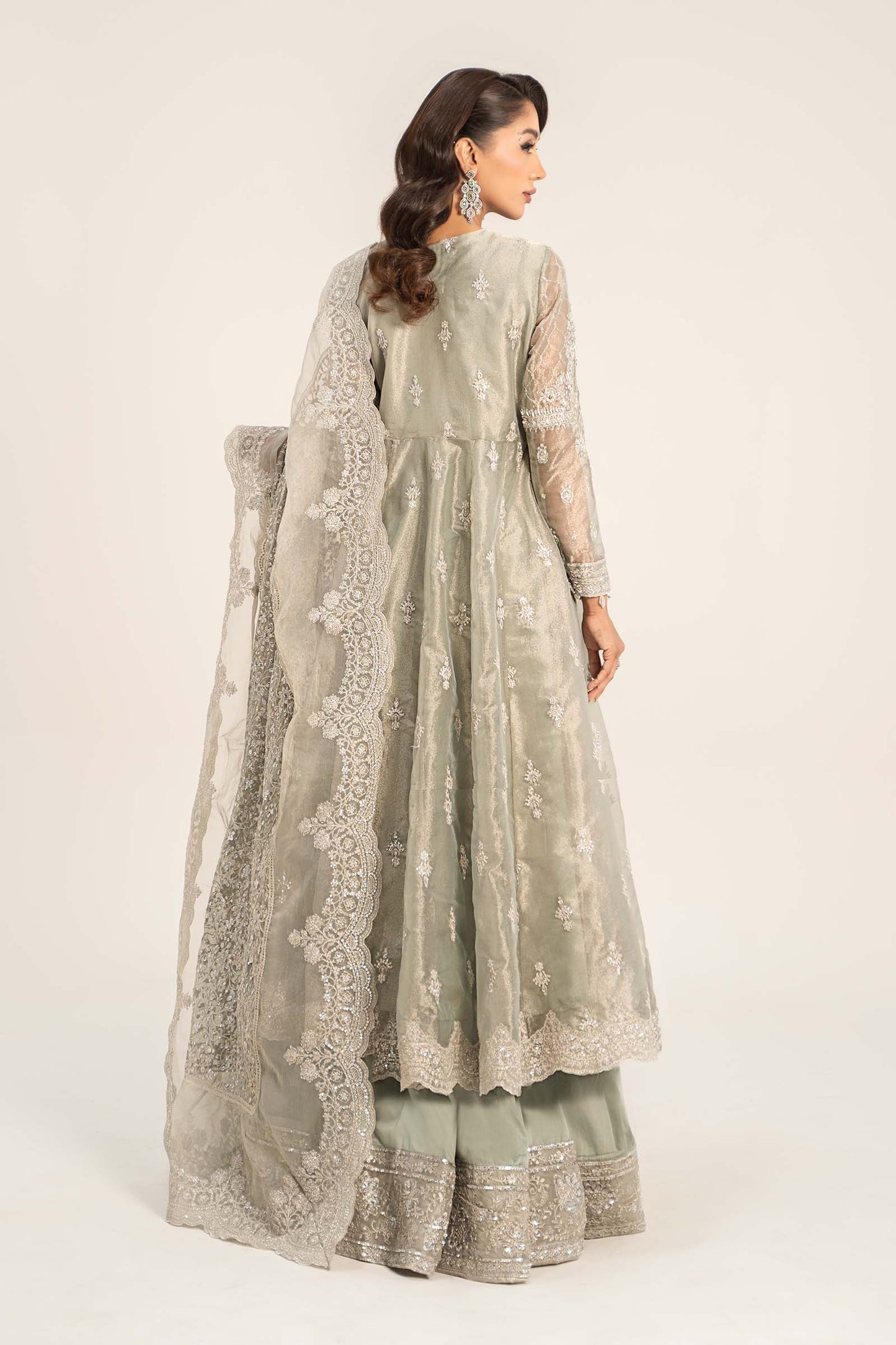 3 Piece Embroidered Tissue Suit