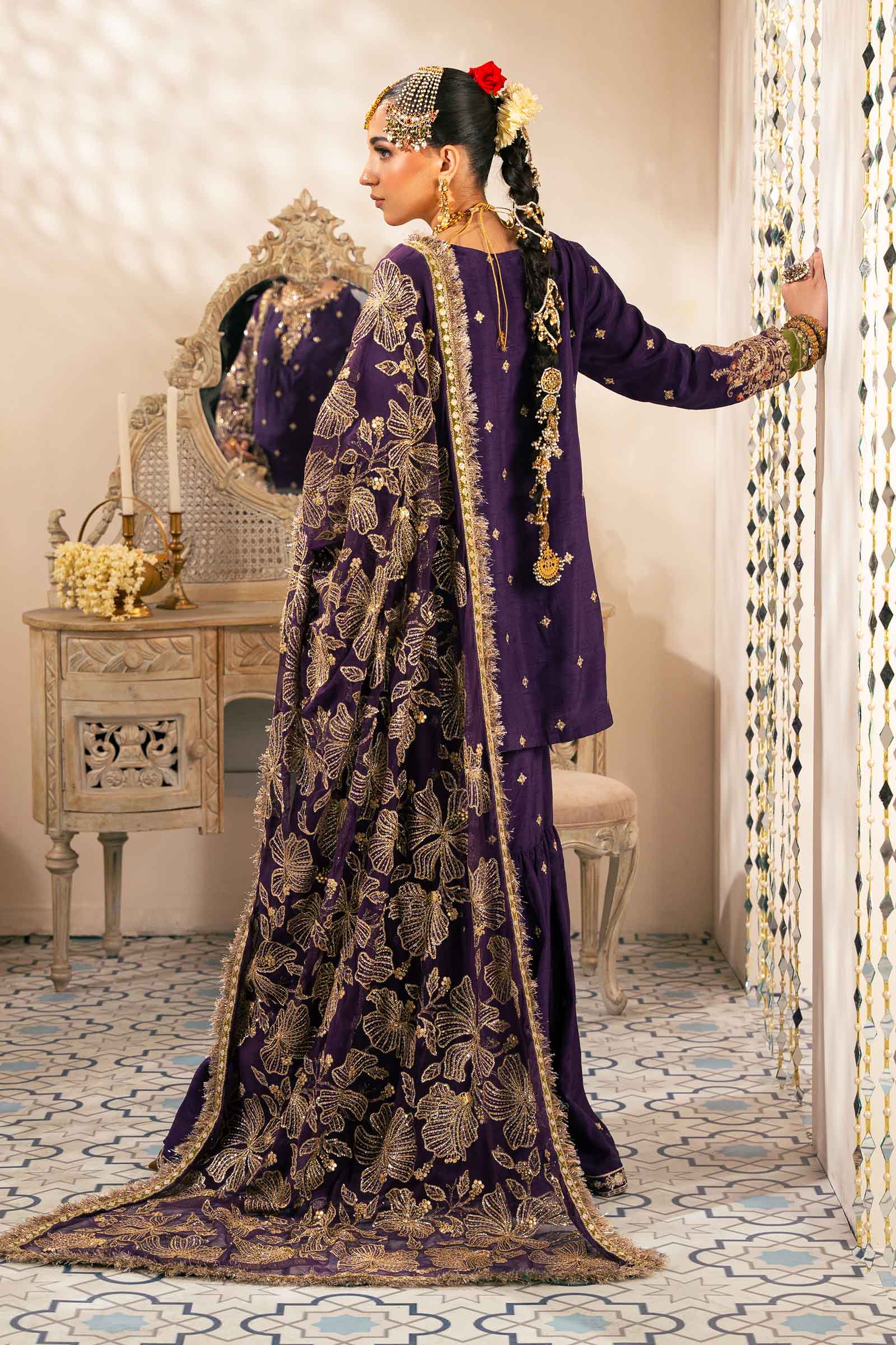 3 Piece Embroidered Raw Silk Suit