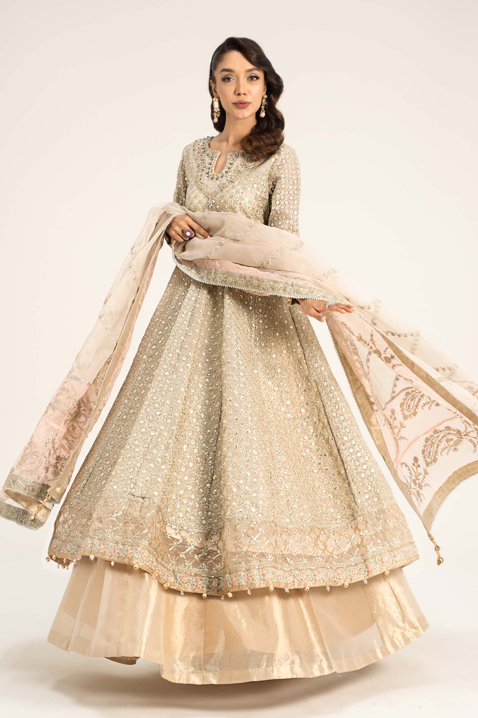 3 Piece Embroidered Organza Suit