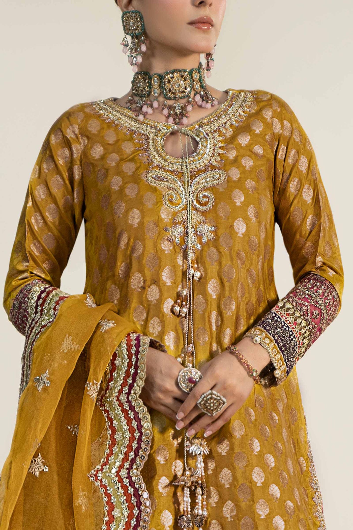 3 Piece Embroidered Jacquard Suit