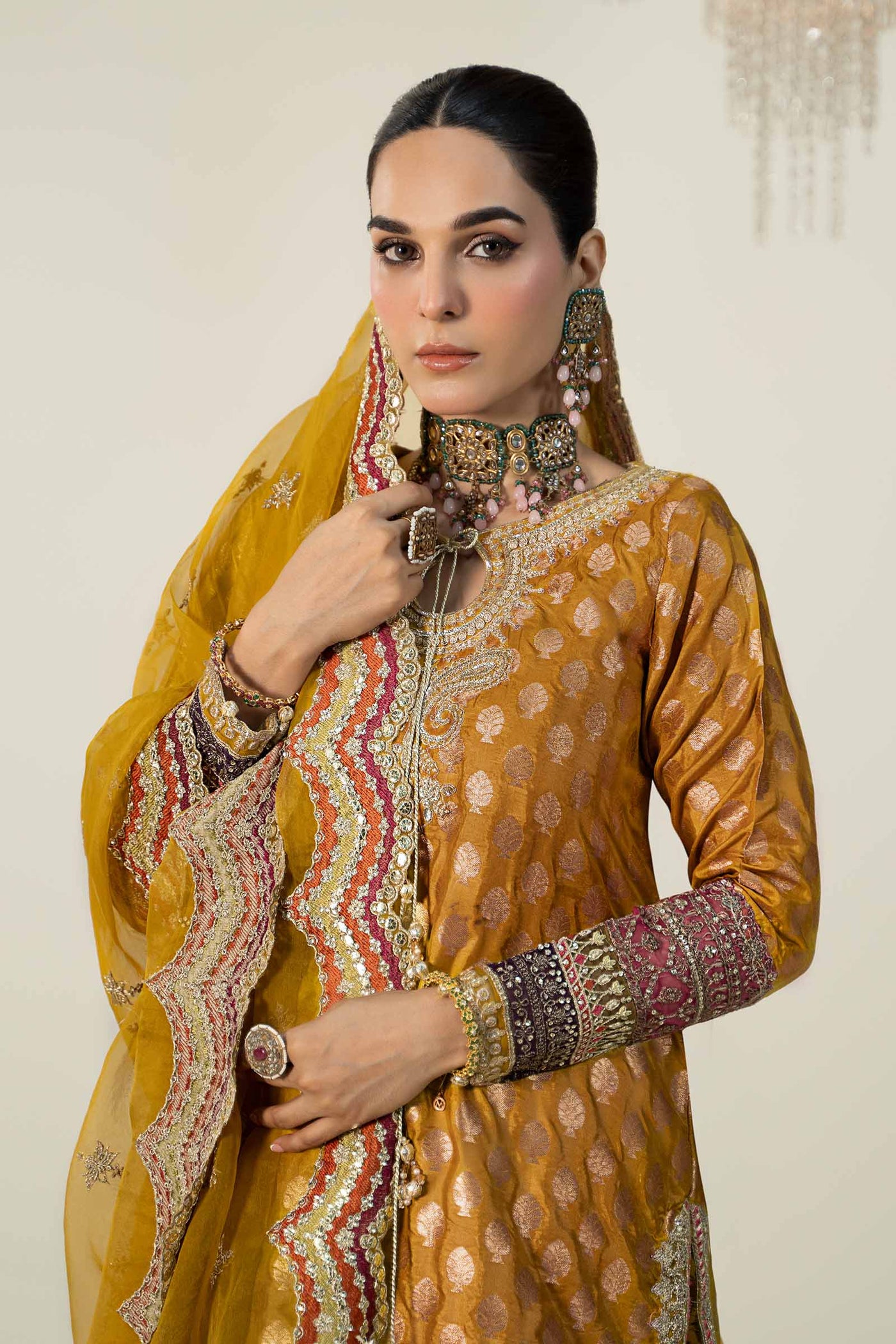 3 Piece Embroidered Jacquard Suit