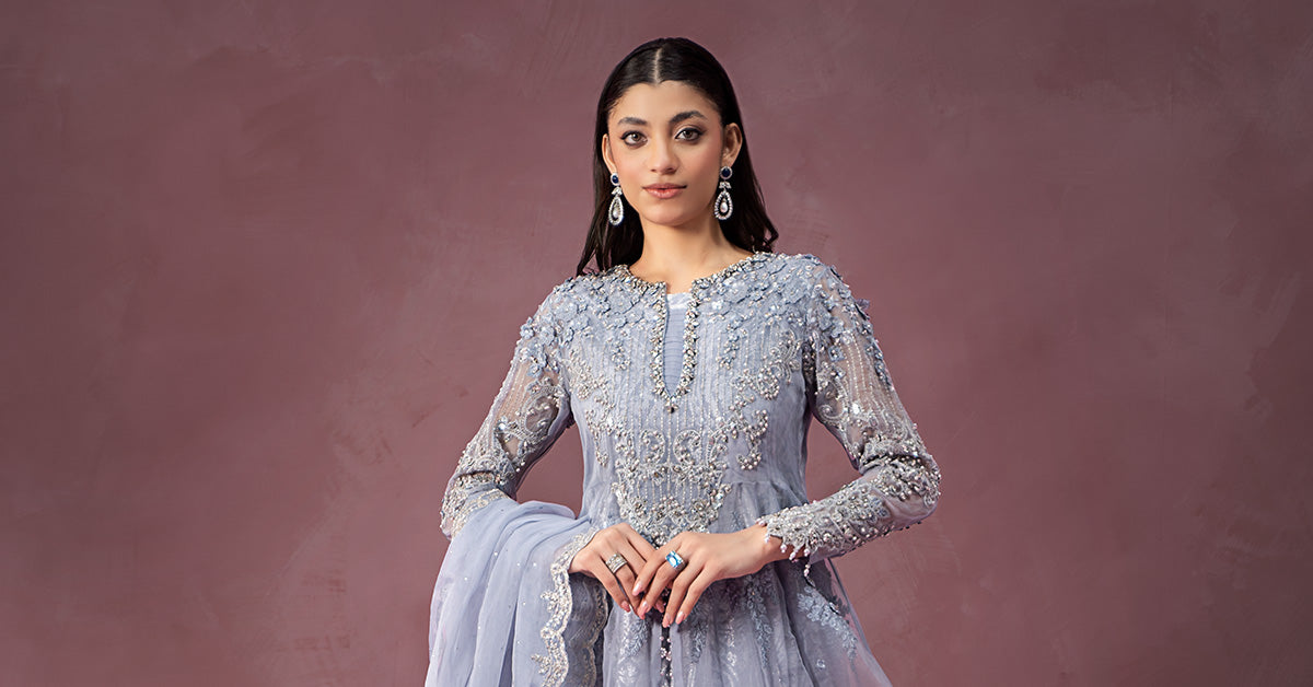 3 Piece Embroidered Organza Suit