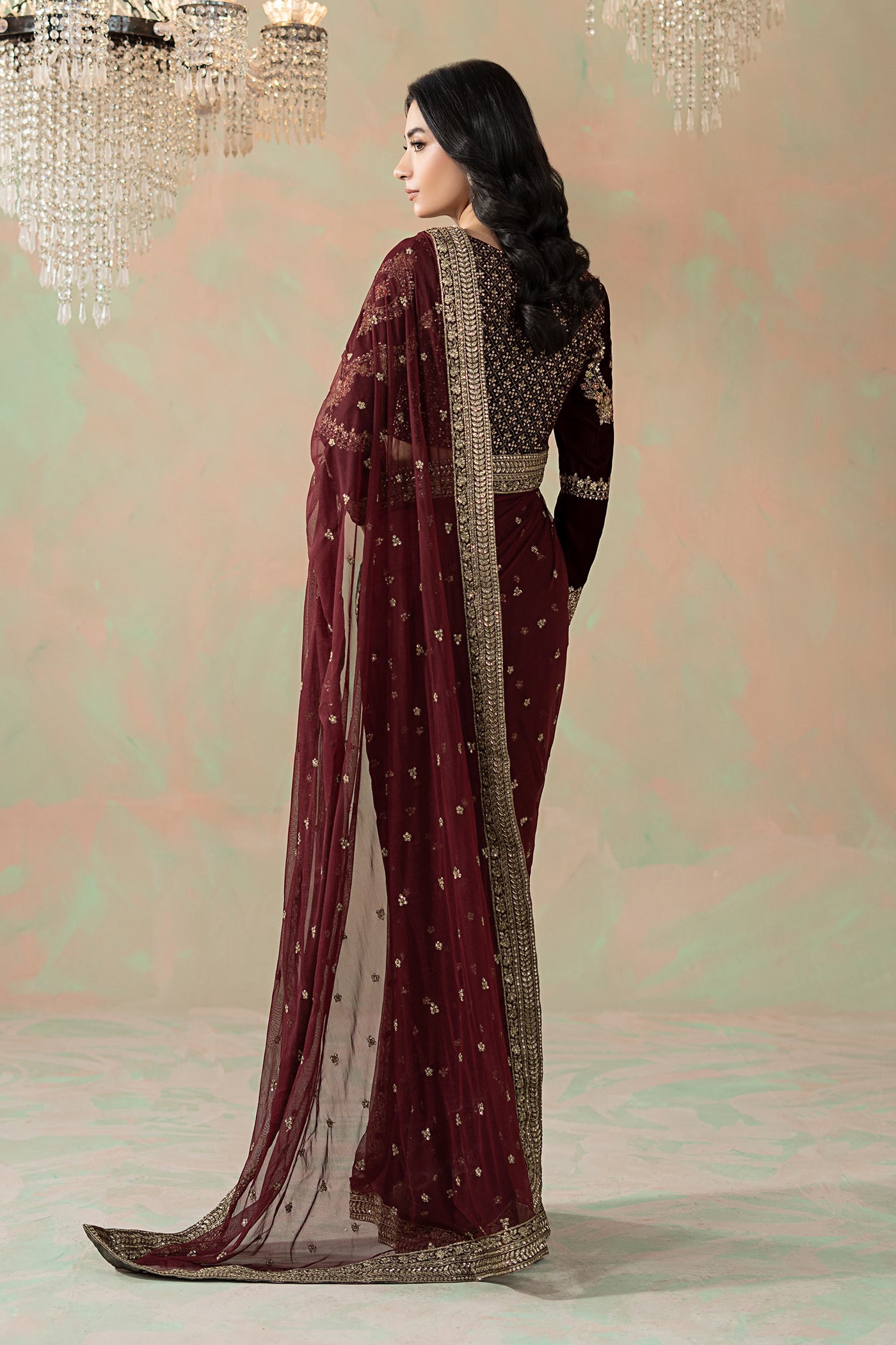 Embroidered Net Saree