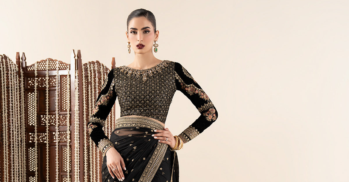 Embroidered Net Saree