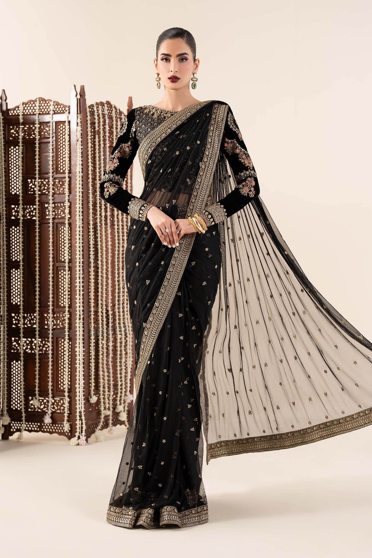 Embroidered Net Saree