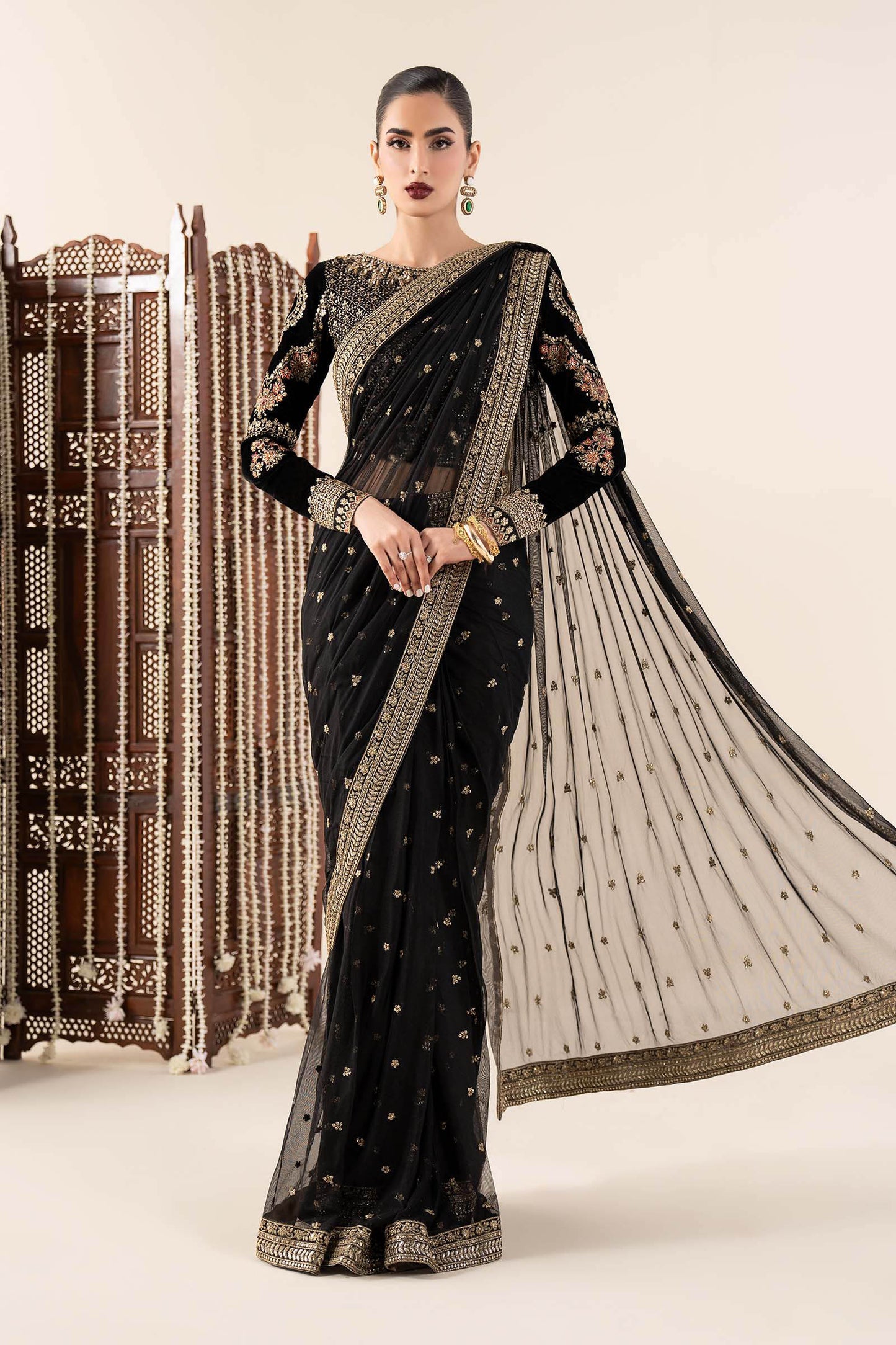 Embroidered Net Saree