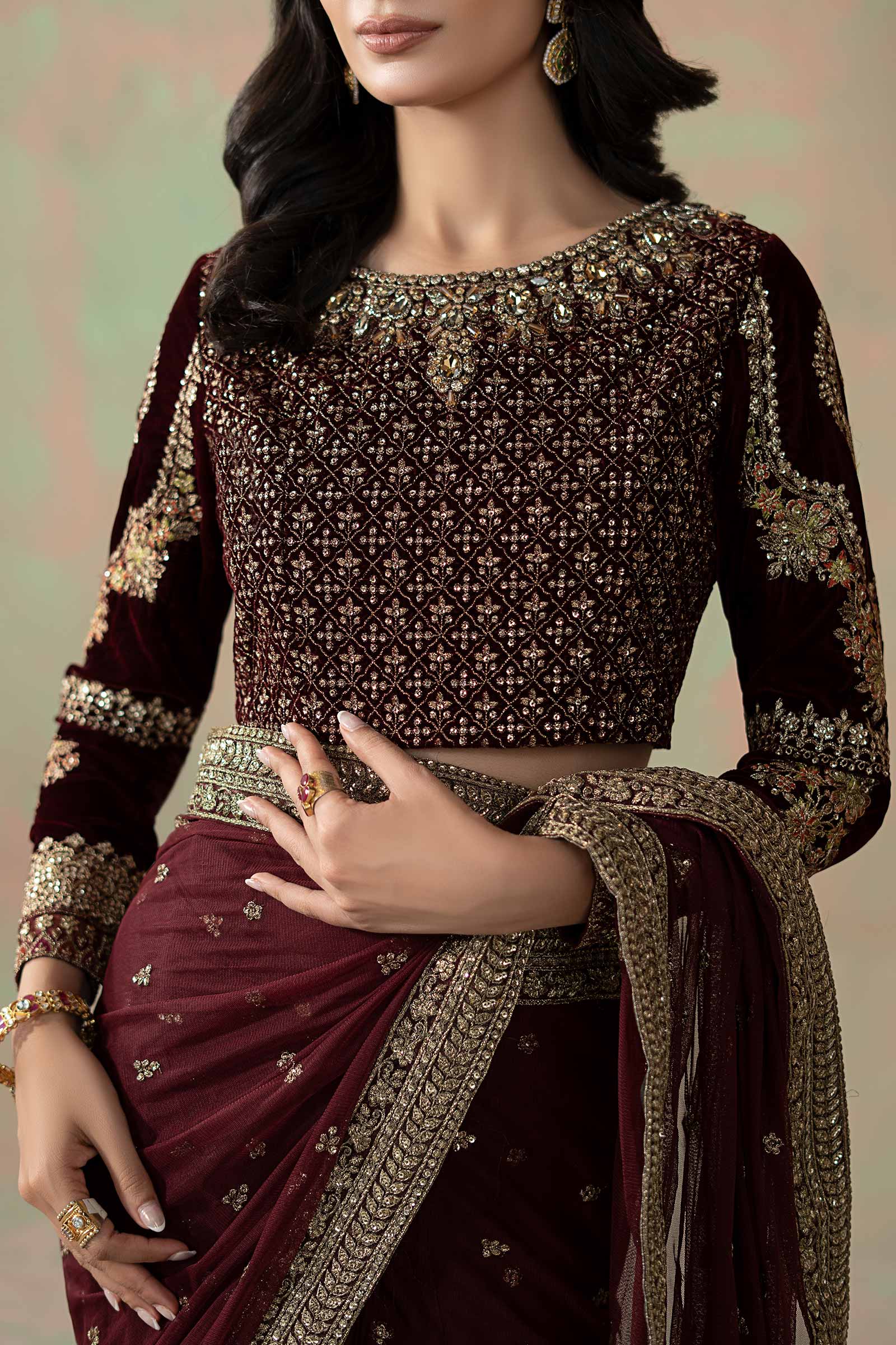 Embroidered Net Saree