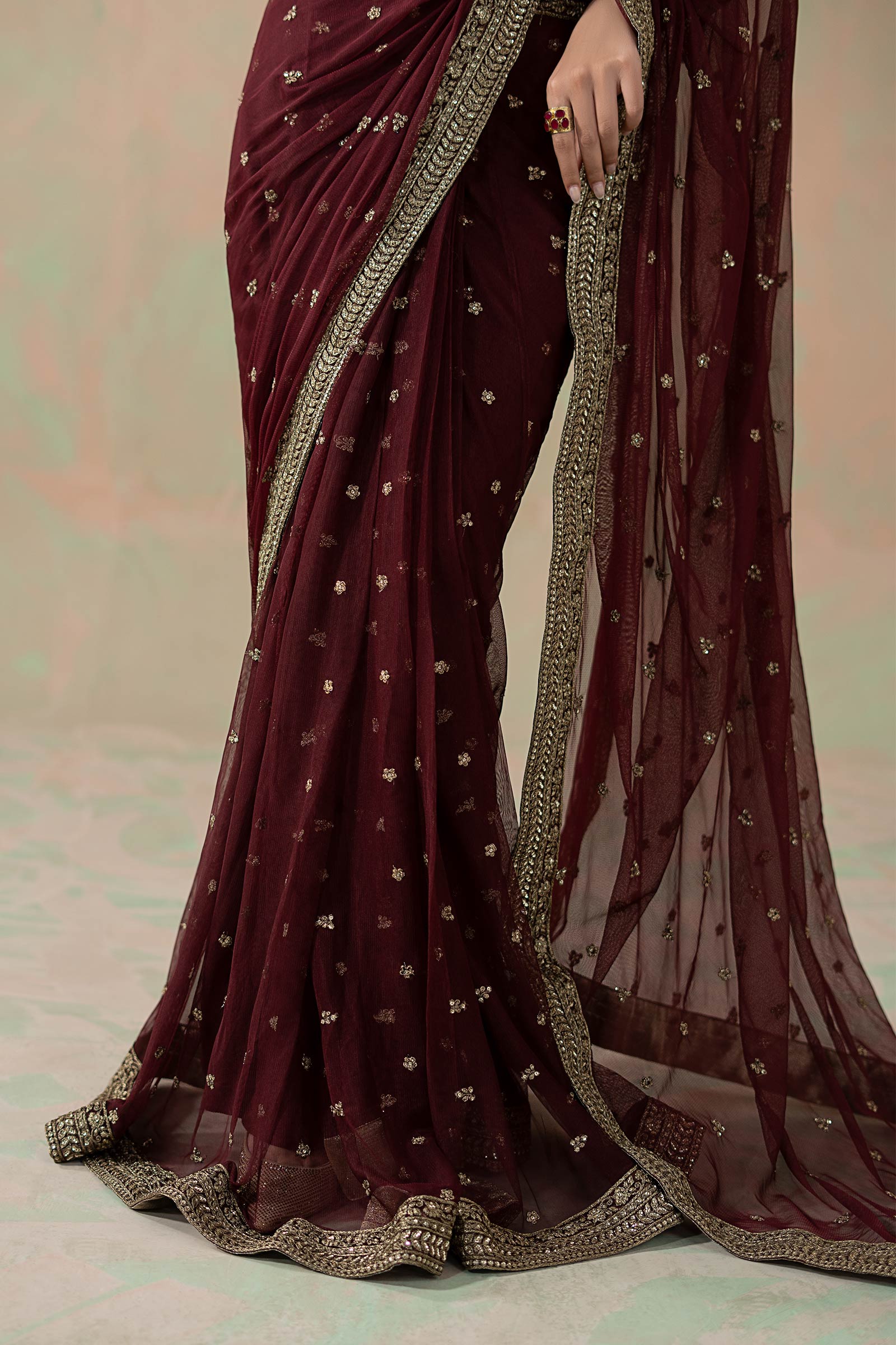 Embroidered Net Saree