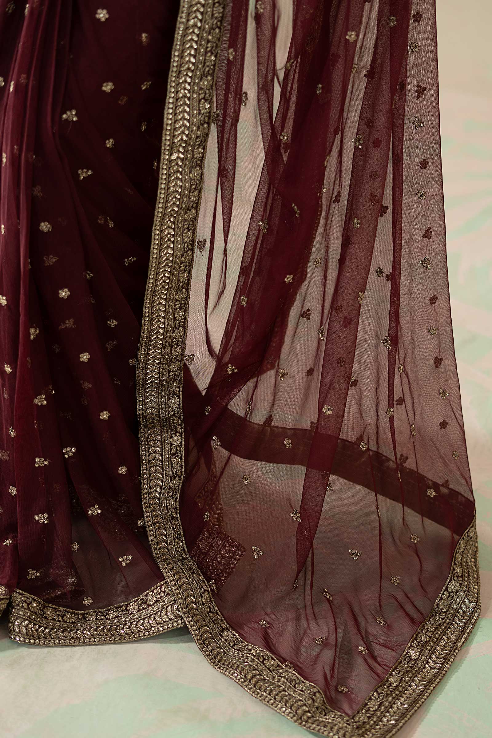 Embroidered Net Saree