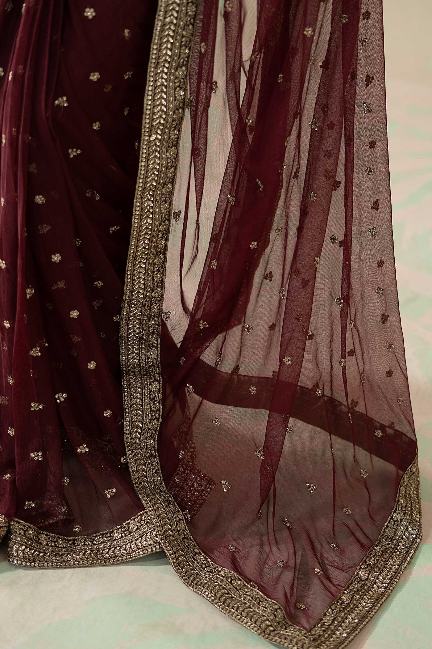 Embroidered Net Saree