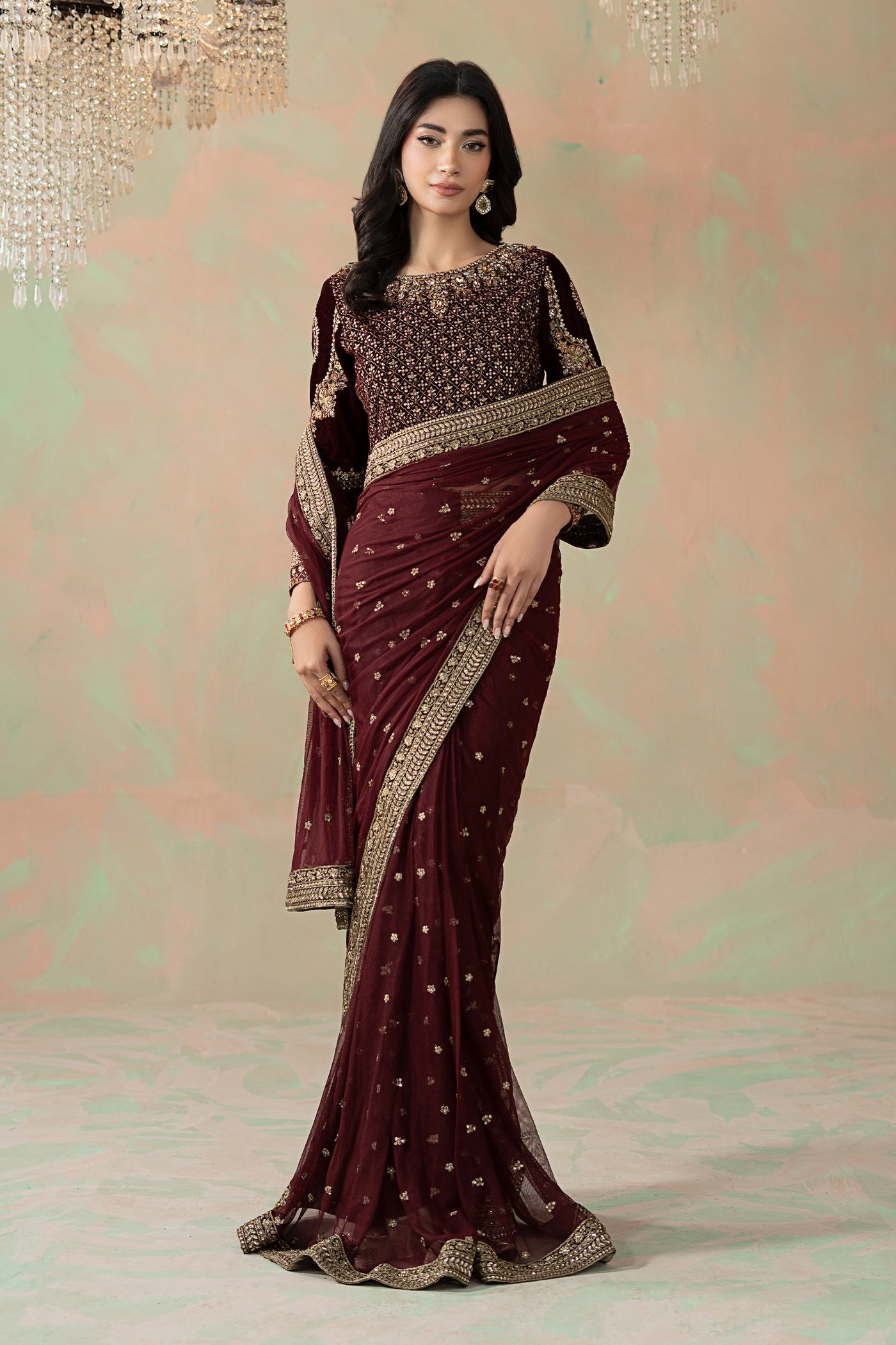 Embroidered Net Saree