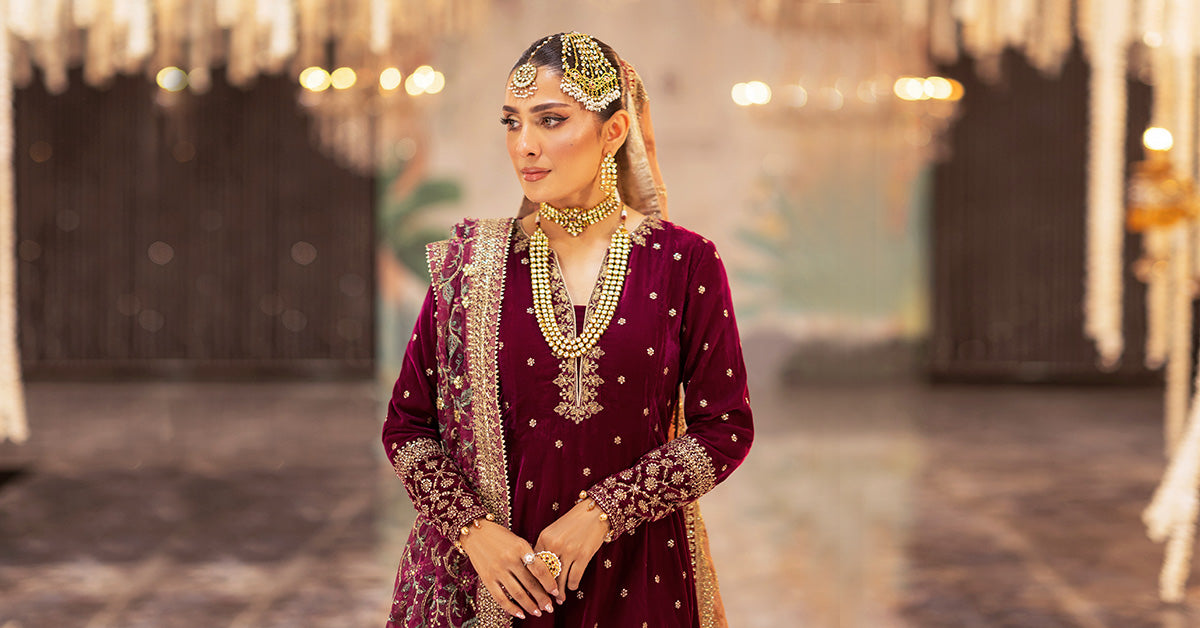 3 Piece Embroidered Velvet Suit