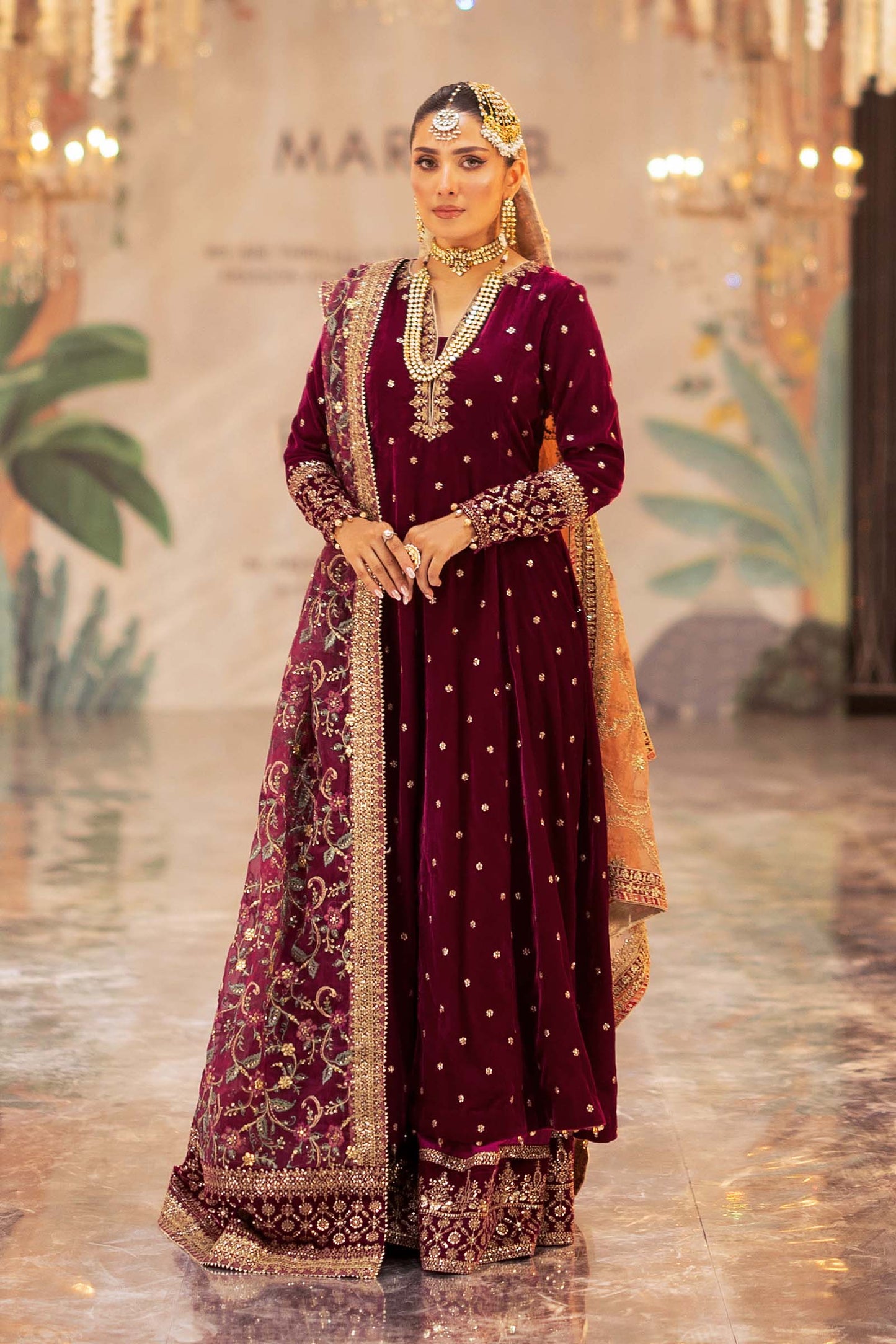3 Piece Embroidered Velvet Suit