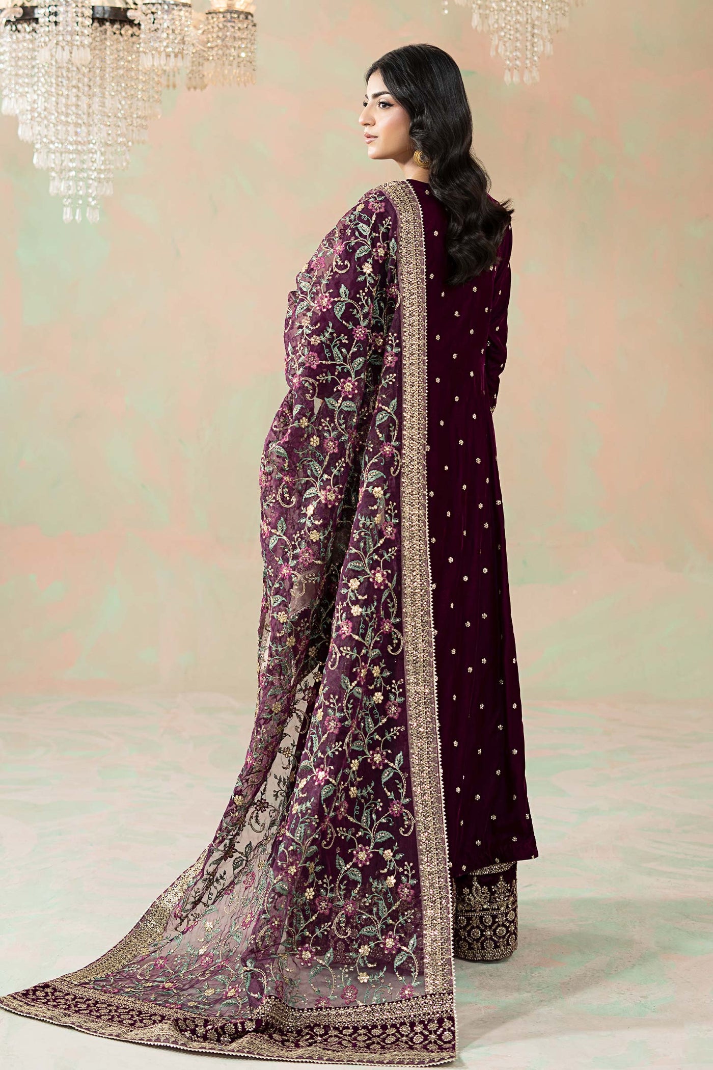 3 Piece Embroidered Velvet Suit