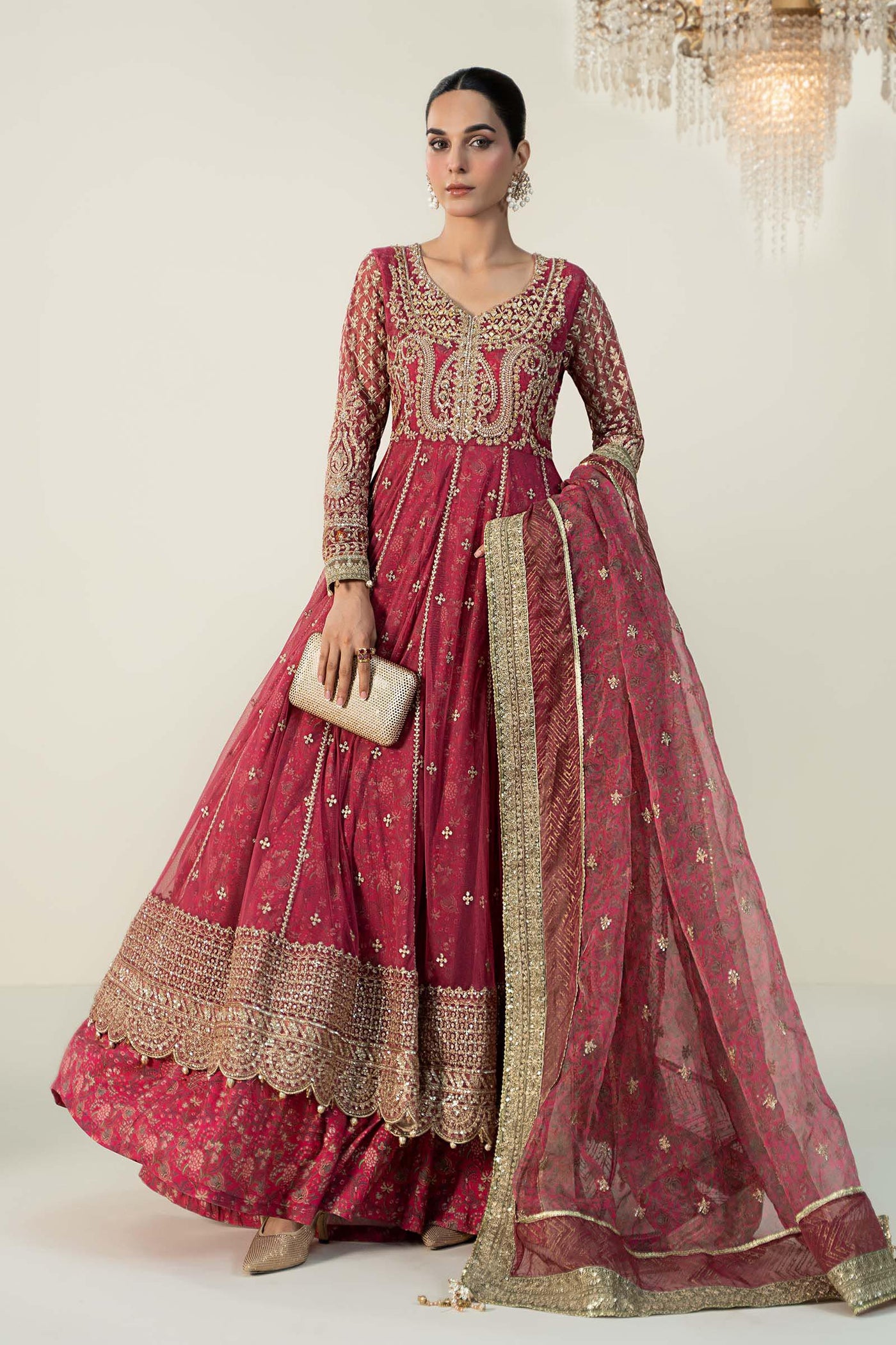 3 Piece Embroidered Net Suit