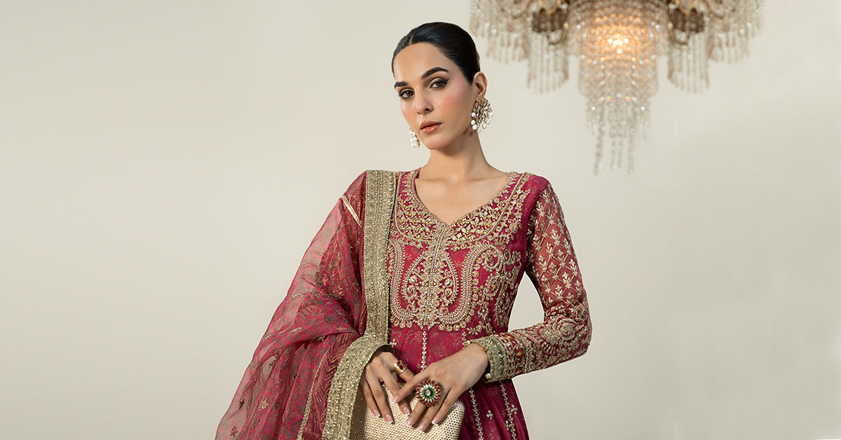 3 Piece Embroidered Net Suit