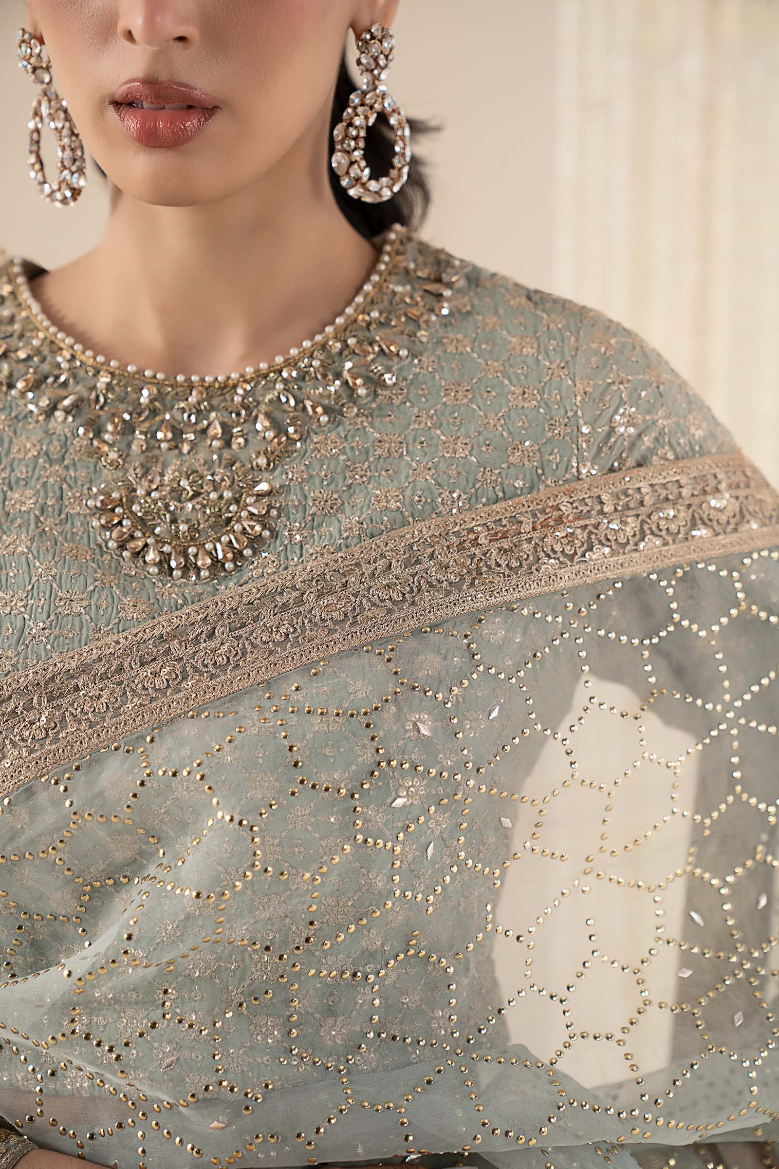 3 Piece Embroidered Raw Silk Suit