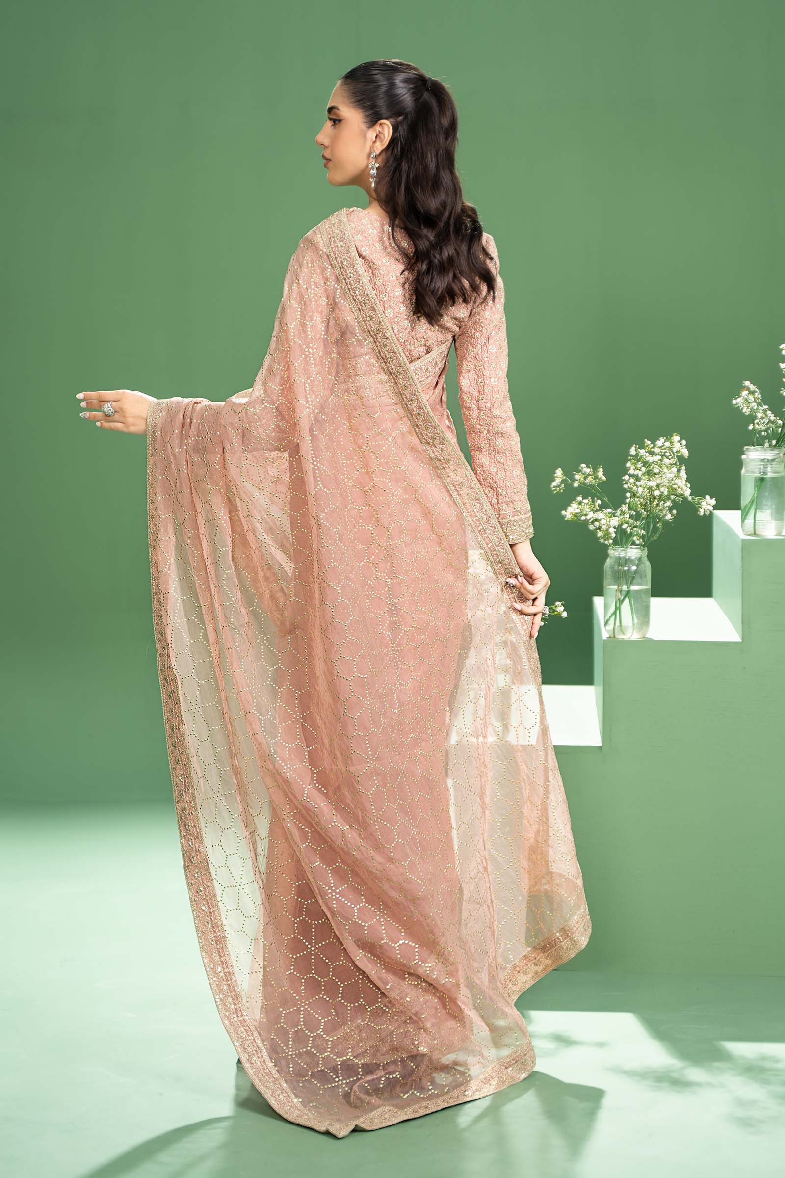 3 Piece Embroidered Raw Silk Suit