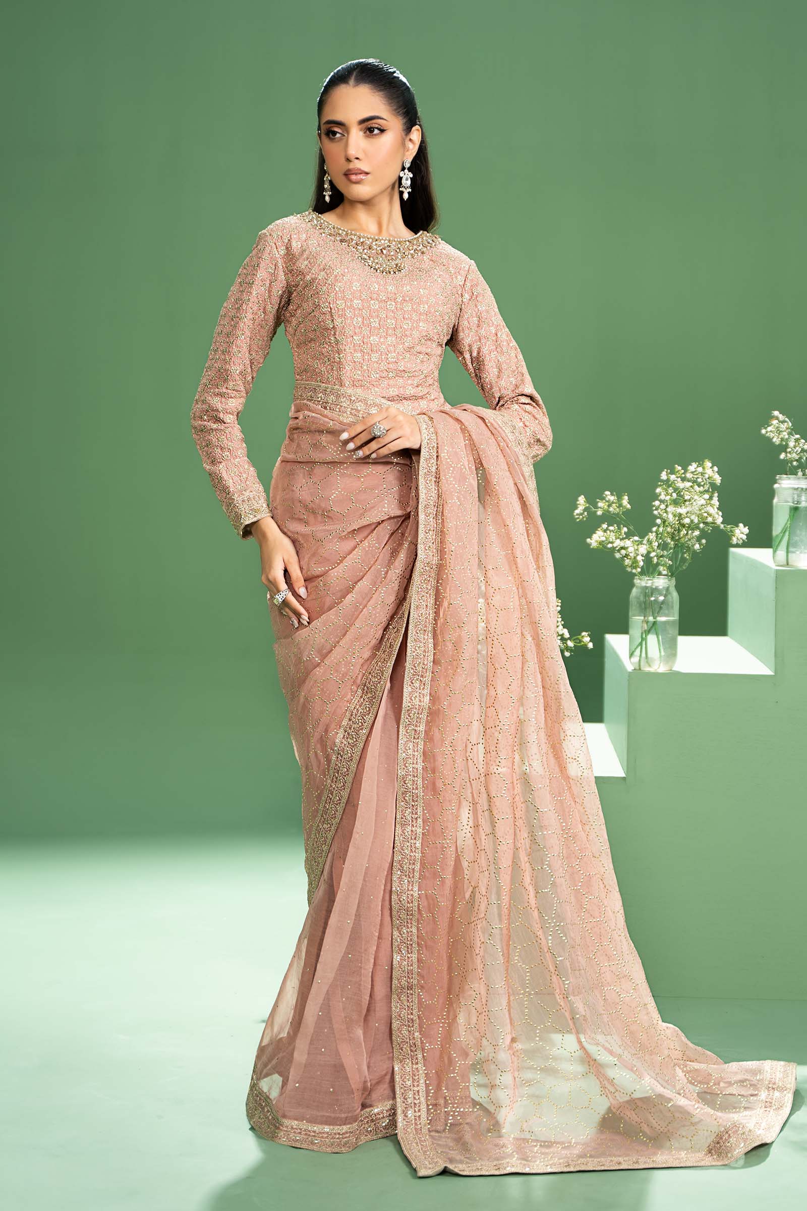 3 Piece Embroidered Raw Silk Suit