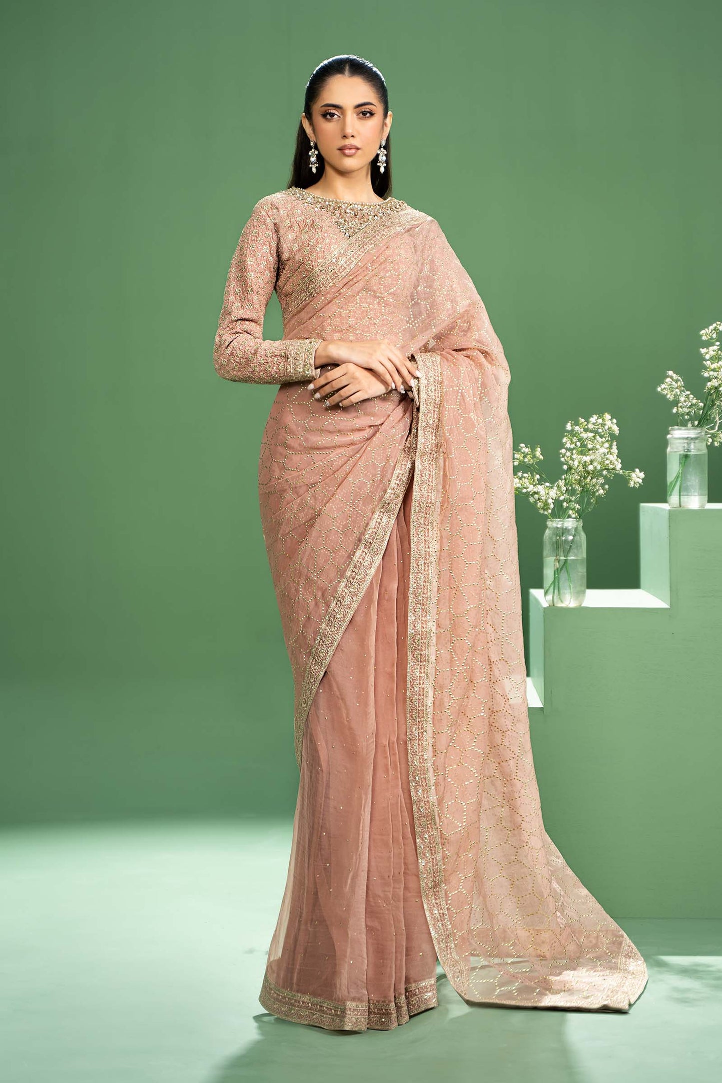 3 Piece Embroidered Raw Silk Suit