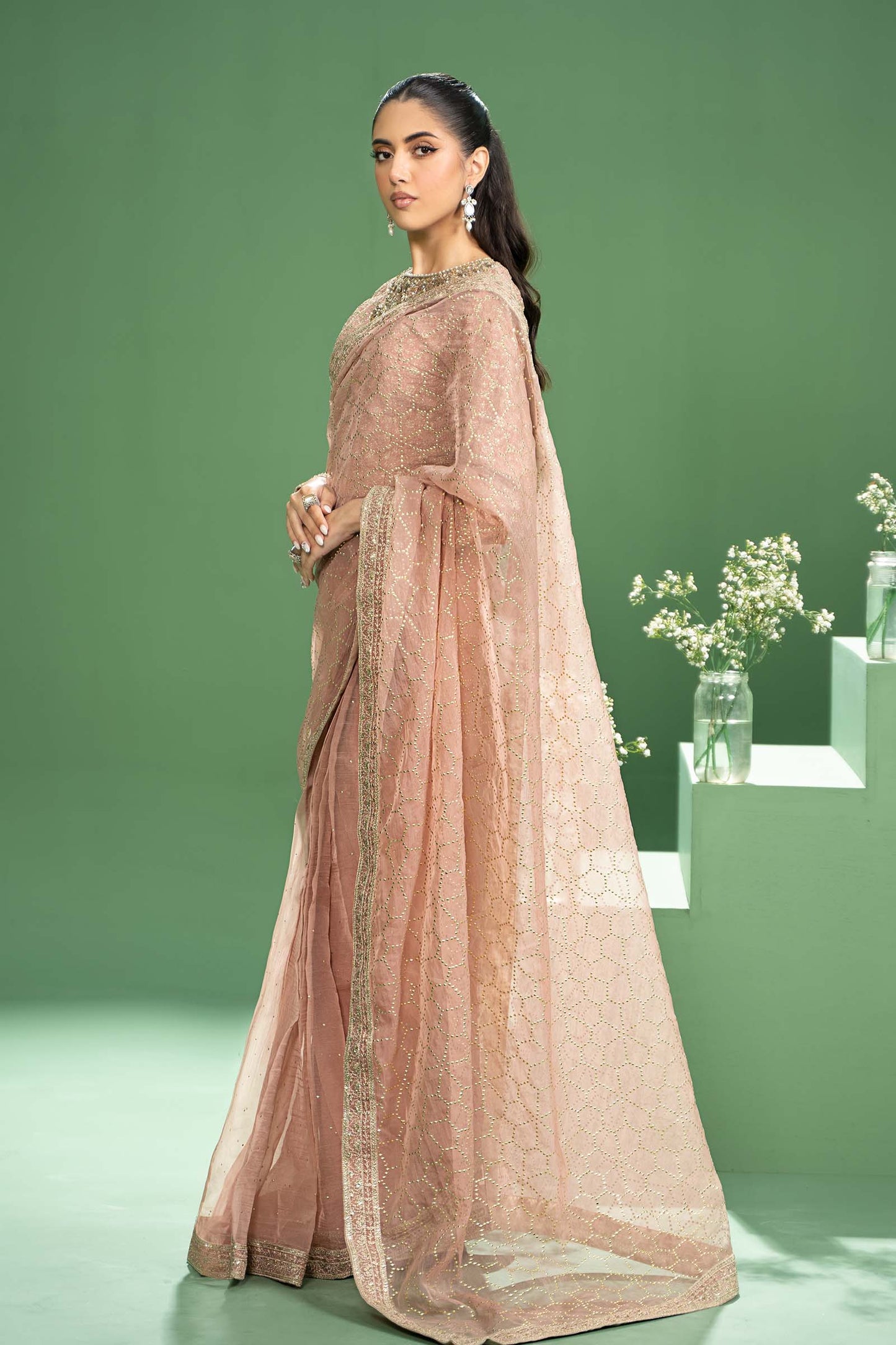 3 Piece Embroidered Raw Silk Suit