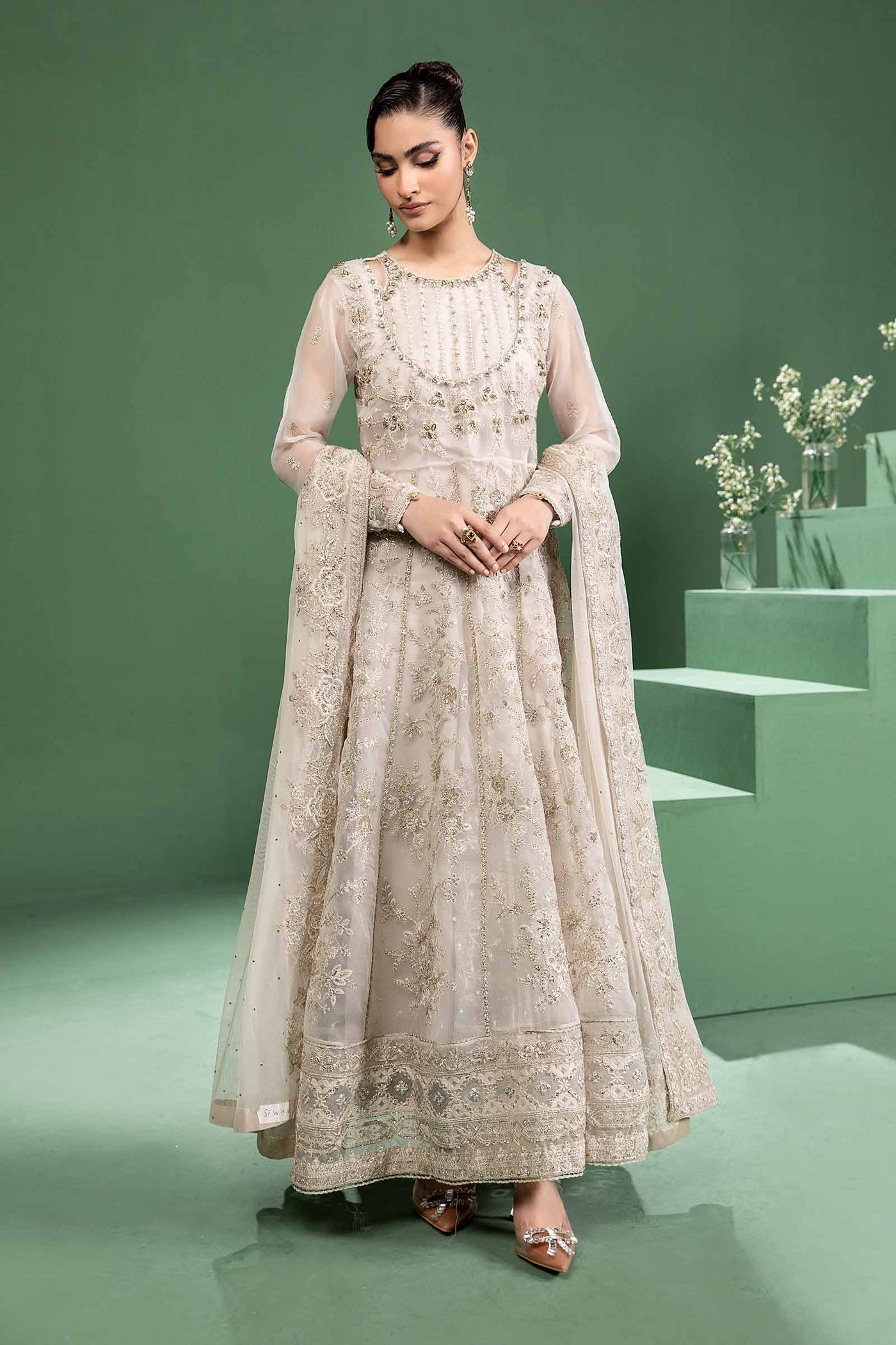3 Piece Embroidered Organza Suit