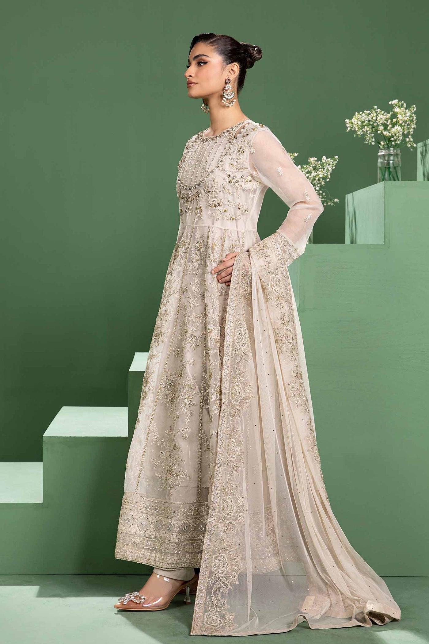 3 Piece Embroidered Organza Suit