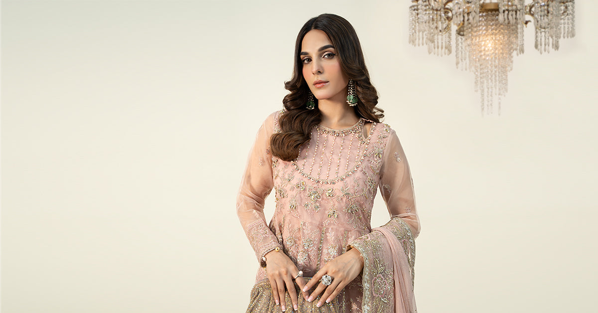 3 Piece Embroidered Organza Suit