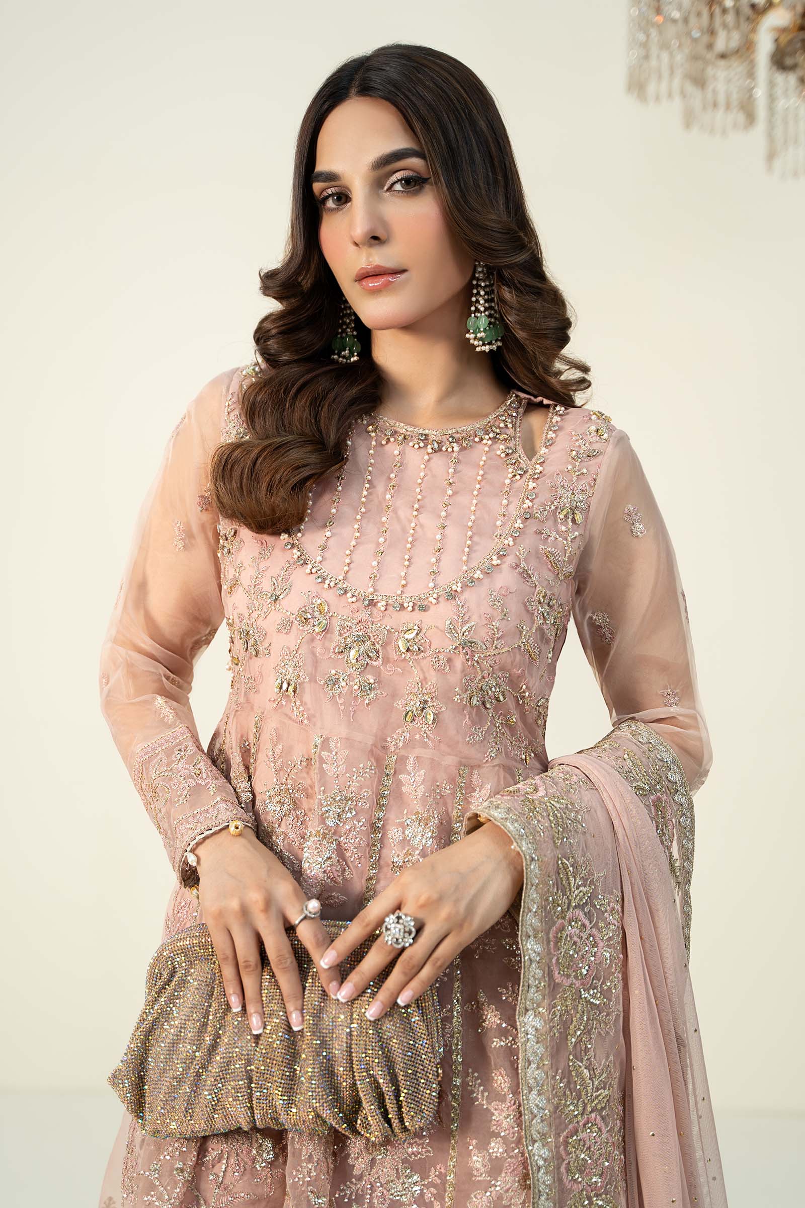 3 Piece Embroidered Organza Suit