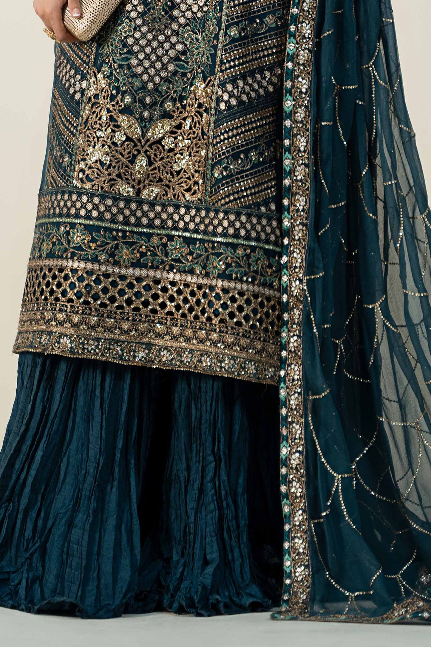 3 Piece Embroidered Organza Suit