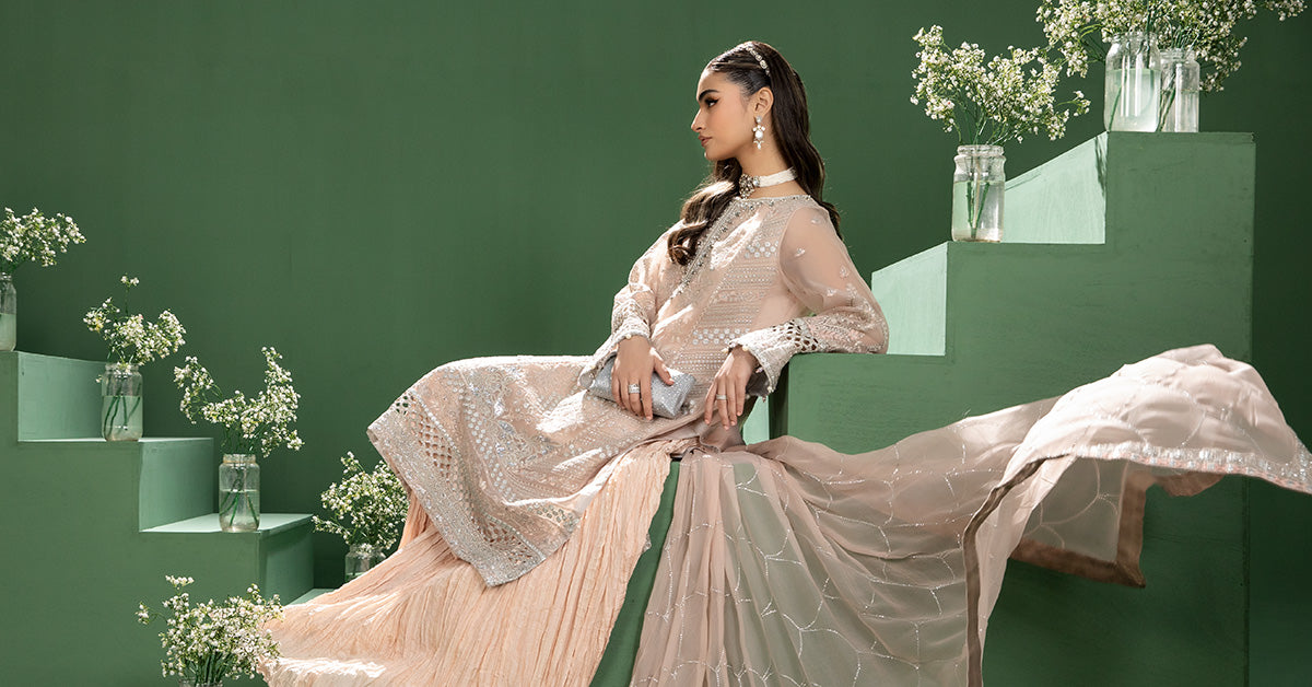 3 Piece Embroidered Organza Suit